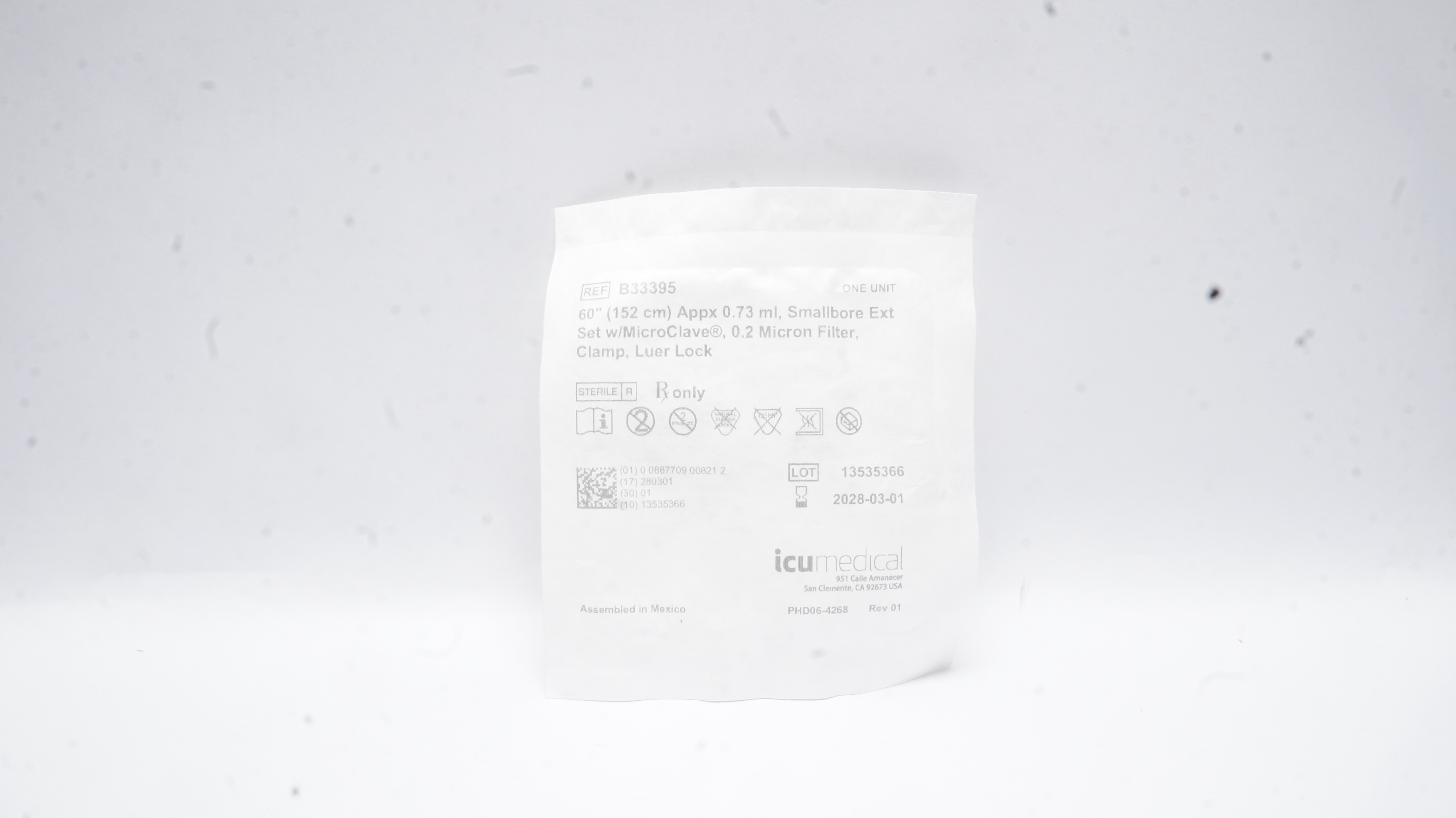 ICU Medical B33395 Smallbore Extension Set 60inch x 0.73ml