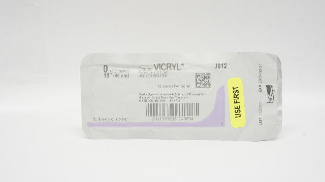 Ethicon J912 0 Coated VICRYL Polyglactin 910 Suture Undyed Braided 18inch (x)