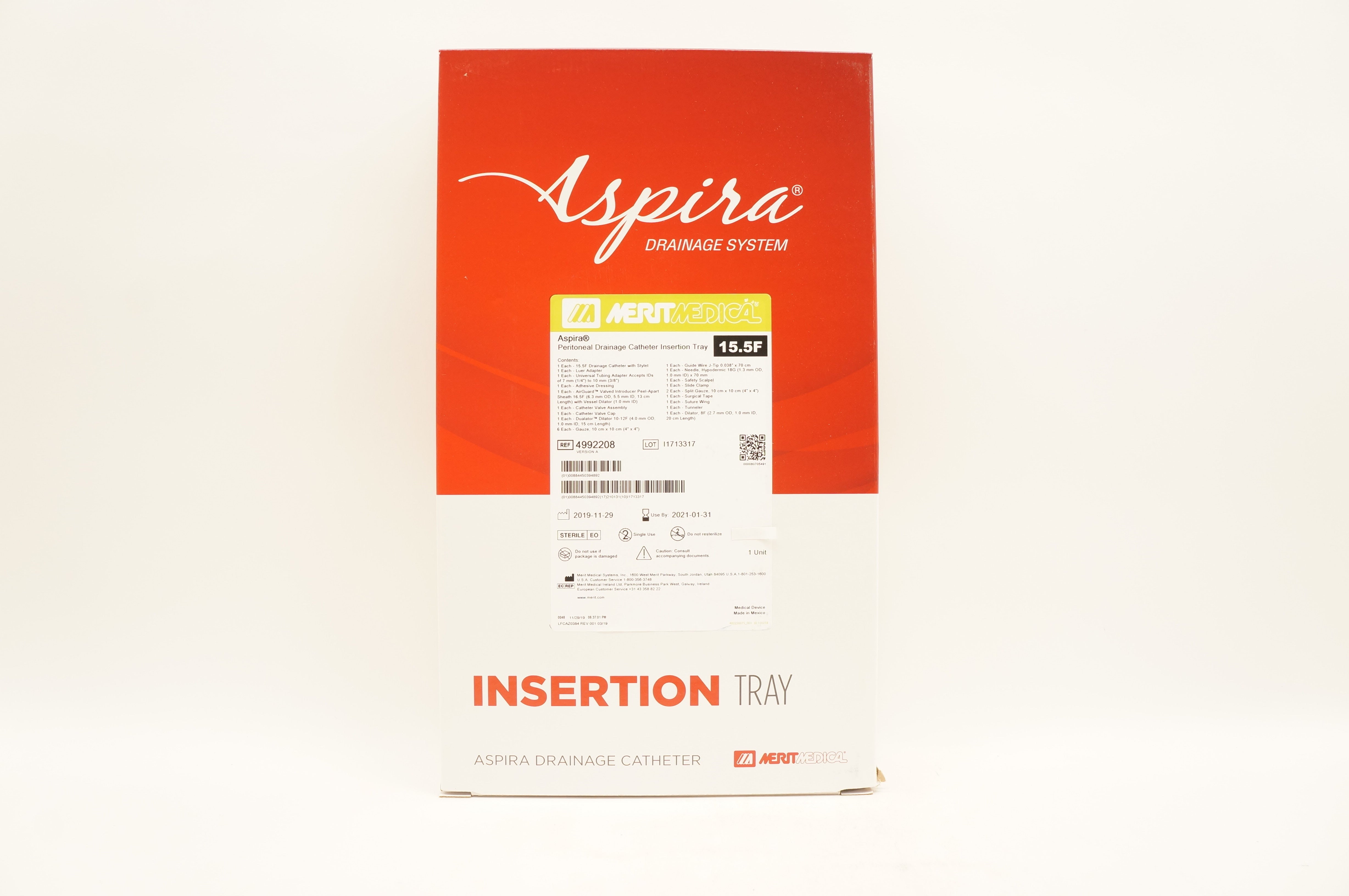 MeritMedical 4992208 Aspira Peritoneal Drainage Cath Insertion Tray 15.5F(x)