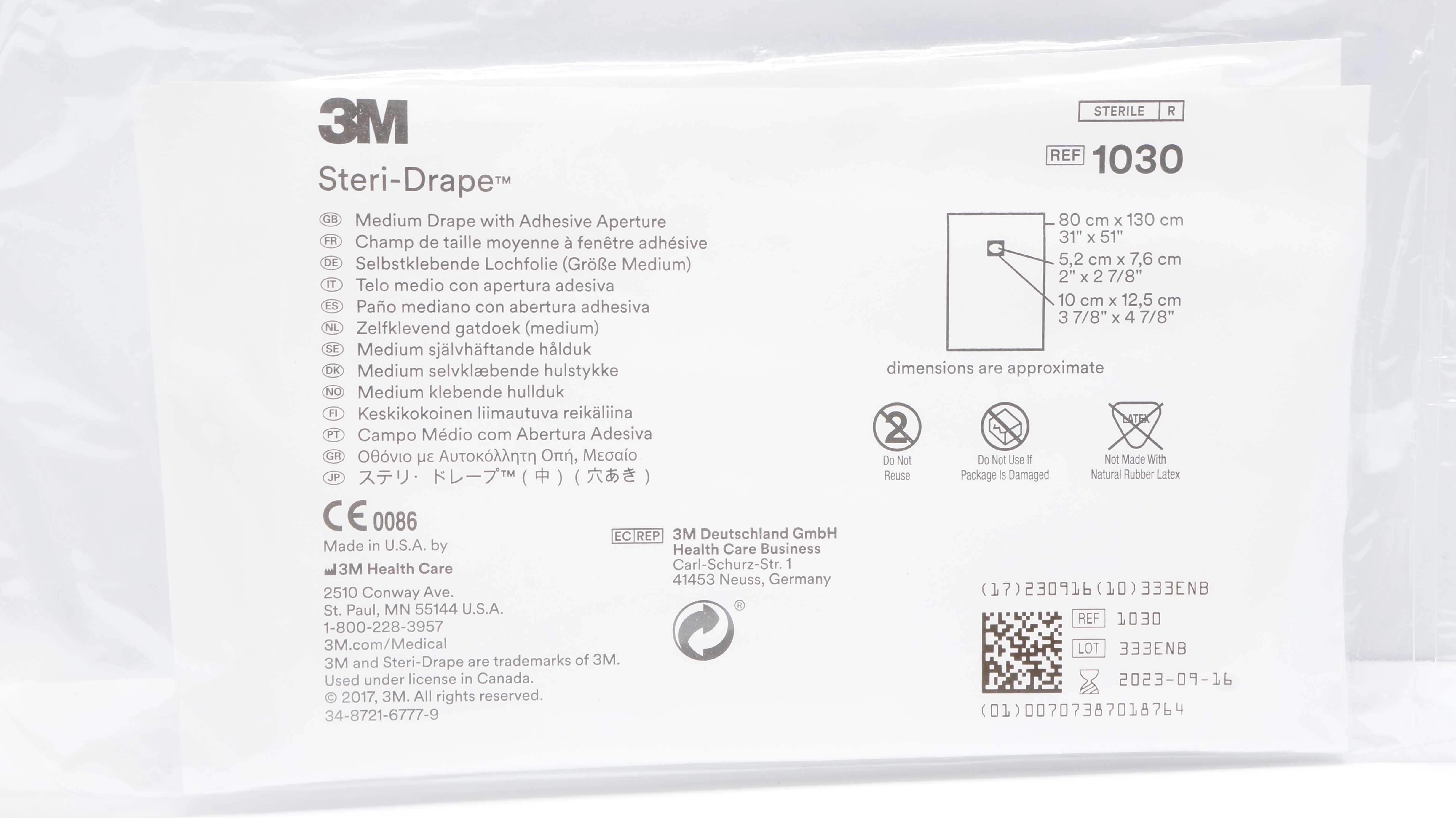 3M 1030 Steri-Drape Medium Drape w/Aperture 31inch x 51inch (x)