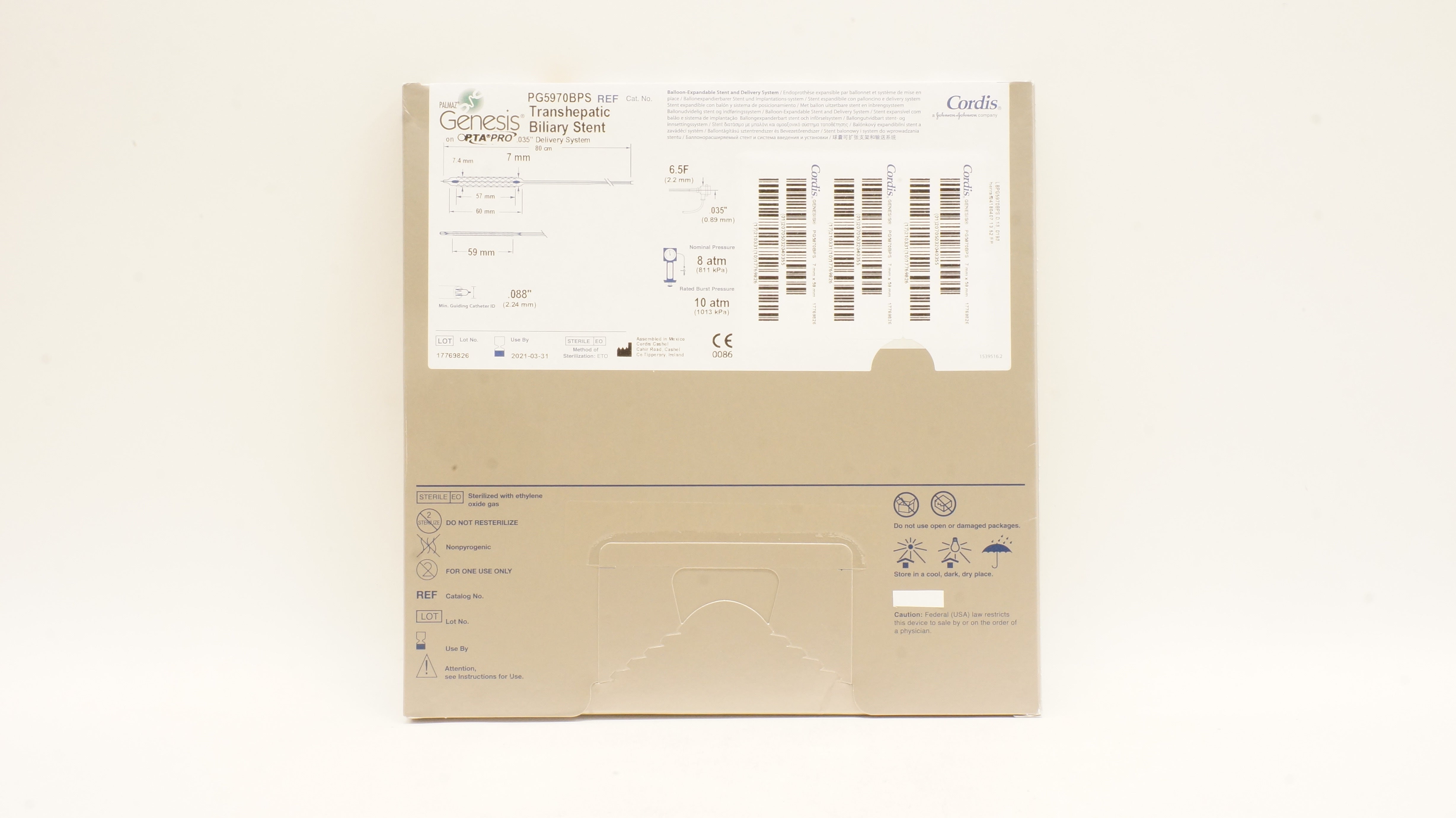 Cordis PG5970BPS Genesis OPTA PRO Transhepatic Billiary Stnt 7 x 59mm x 80cm(x)