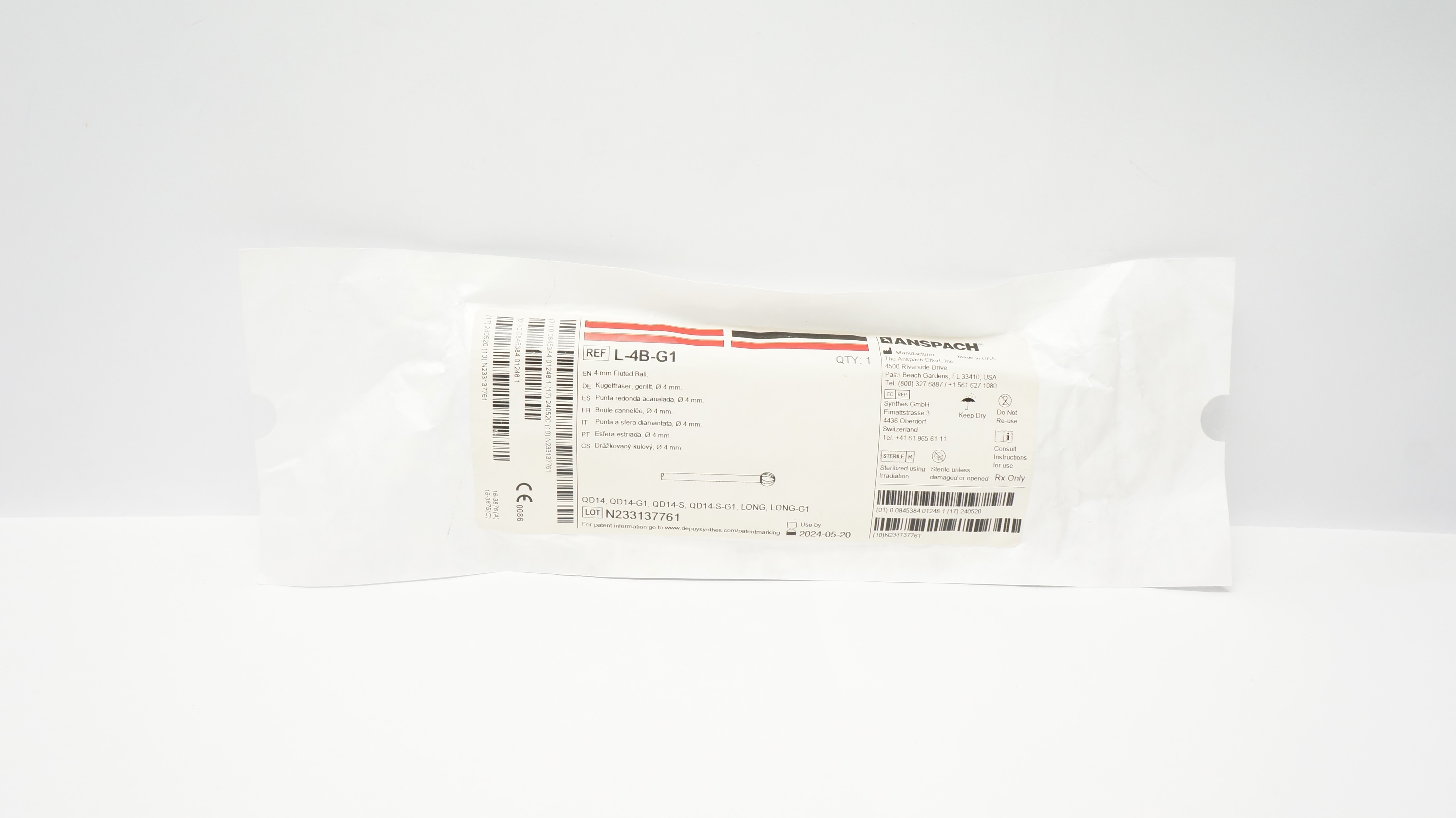 Anspach L-4B-G1 4mm Fluted Ball (x)