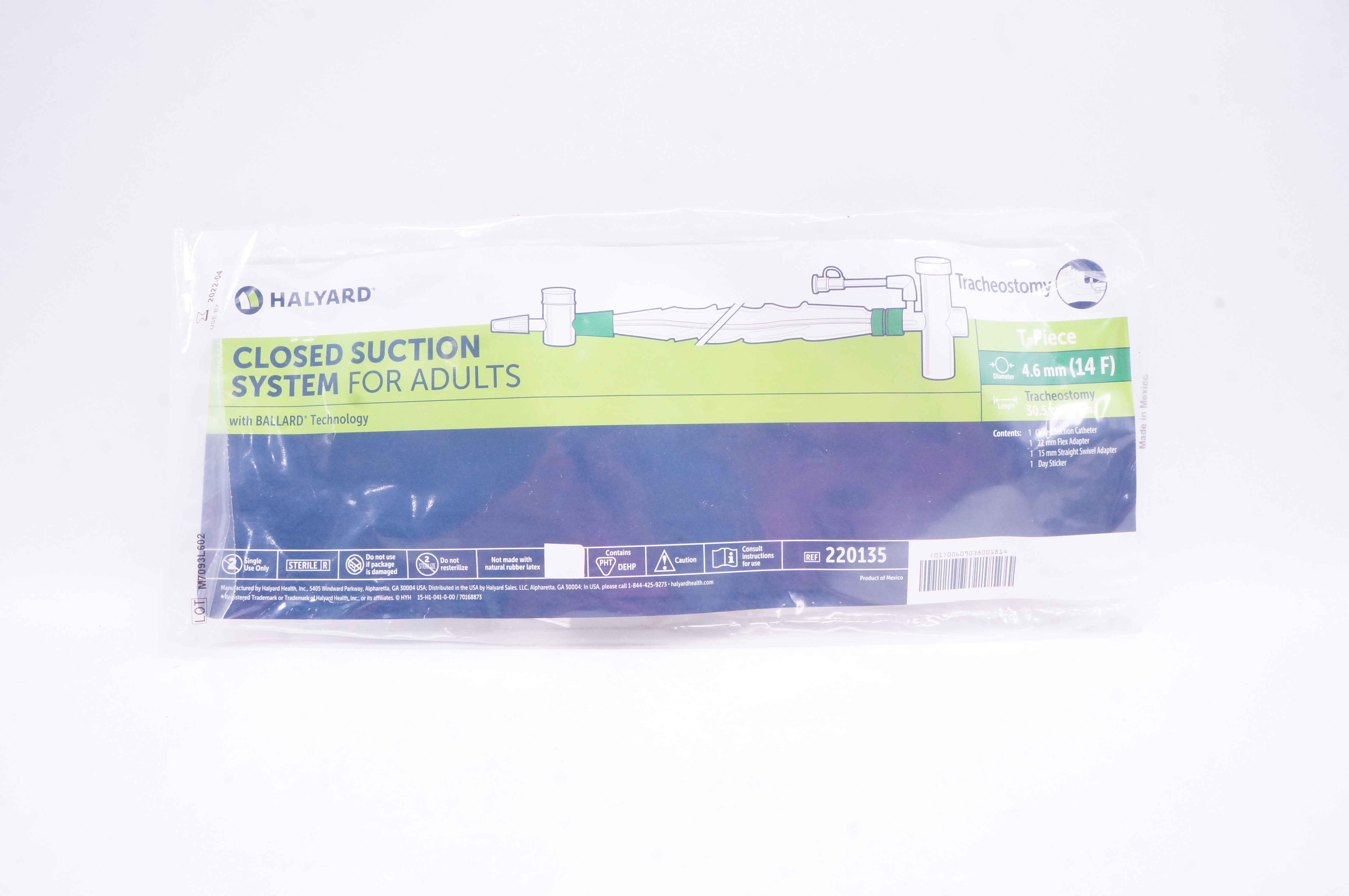 Halyard 220135 Tracheostomy Closed Suction System For Adults 14F x 12 inch