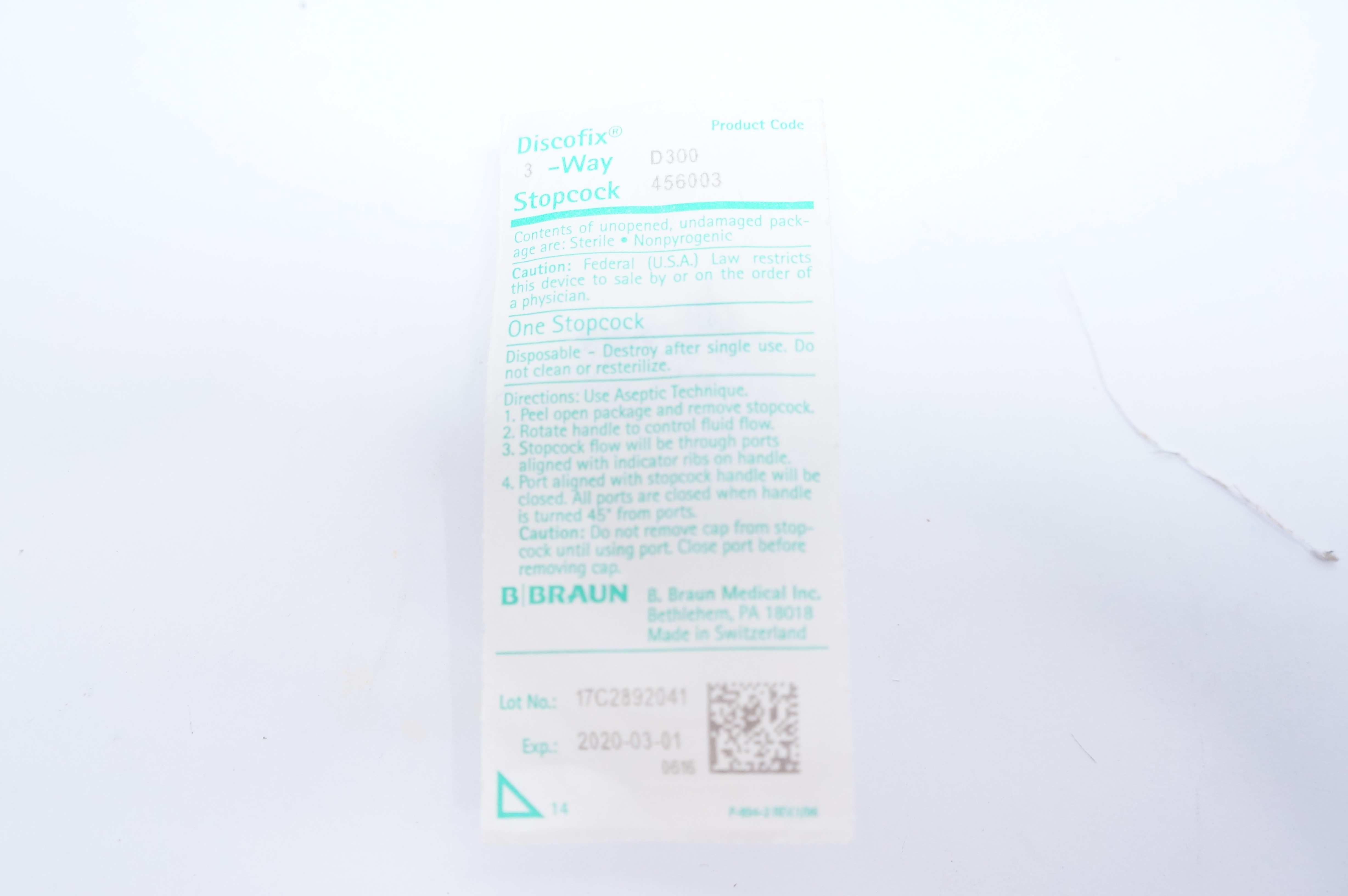 Braun D300 Discofix 3-Way Stopcock (x)