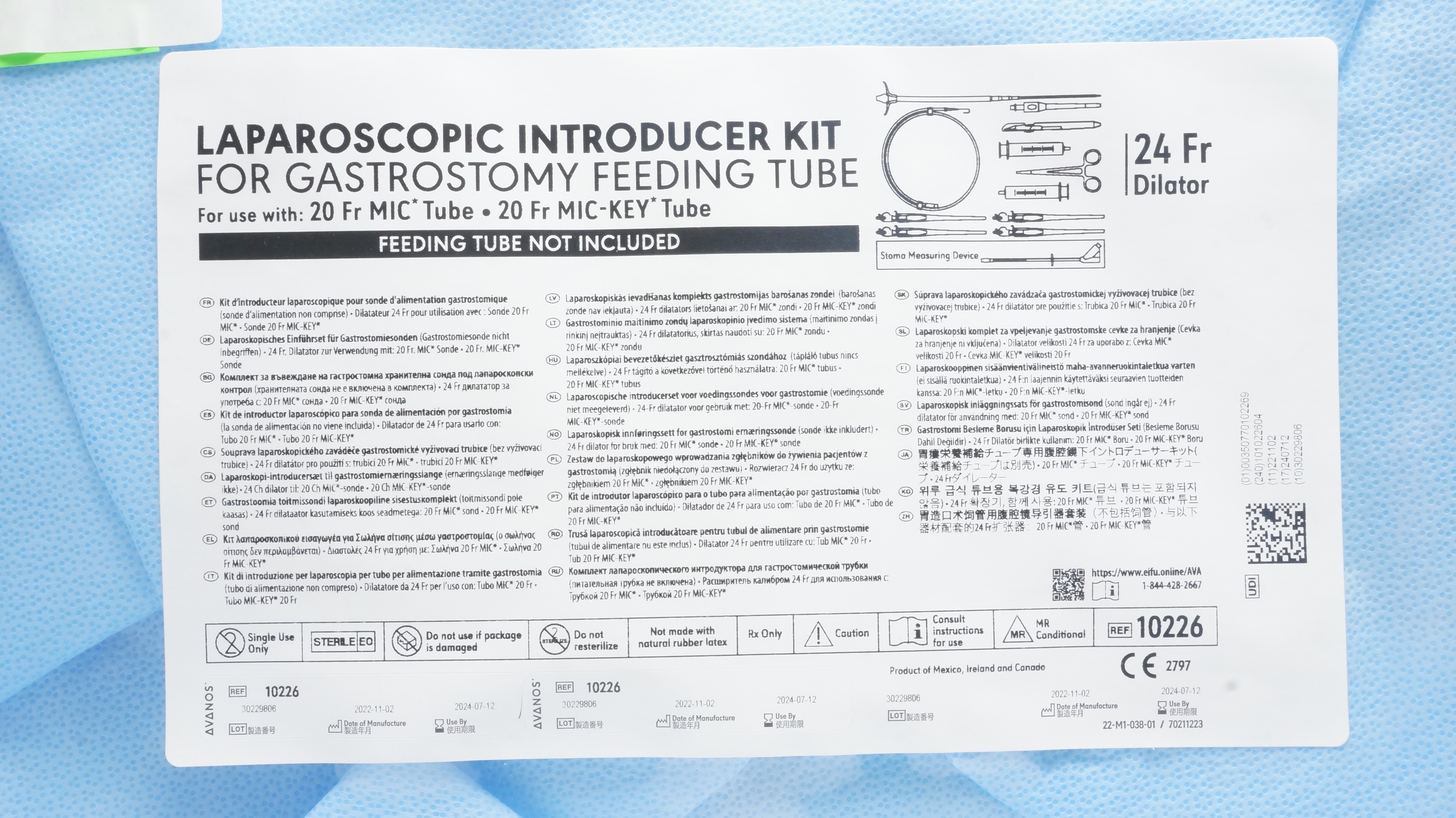 Avanos 10226 Laparoscopic Introducer Kit 24Fr Dilator (x)