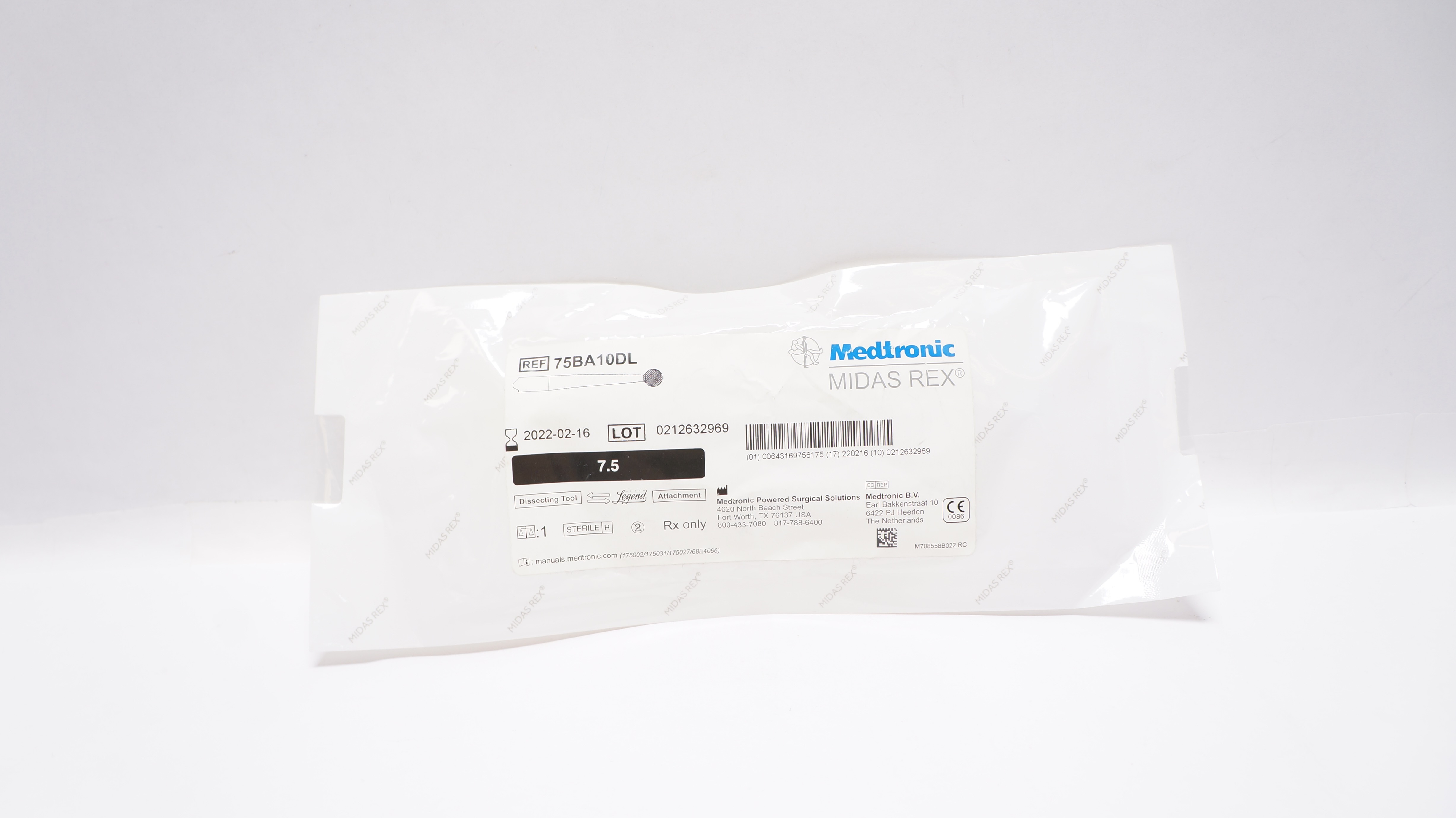 Medtronic 75BA10DL Midas Rex Legend 7.5cm, 1mm Ball Diamond Burr (x)