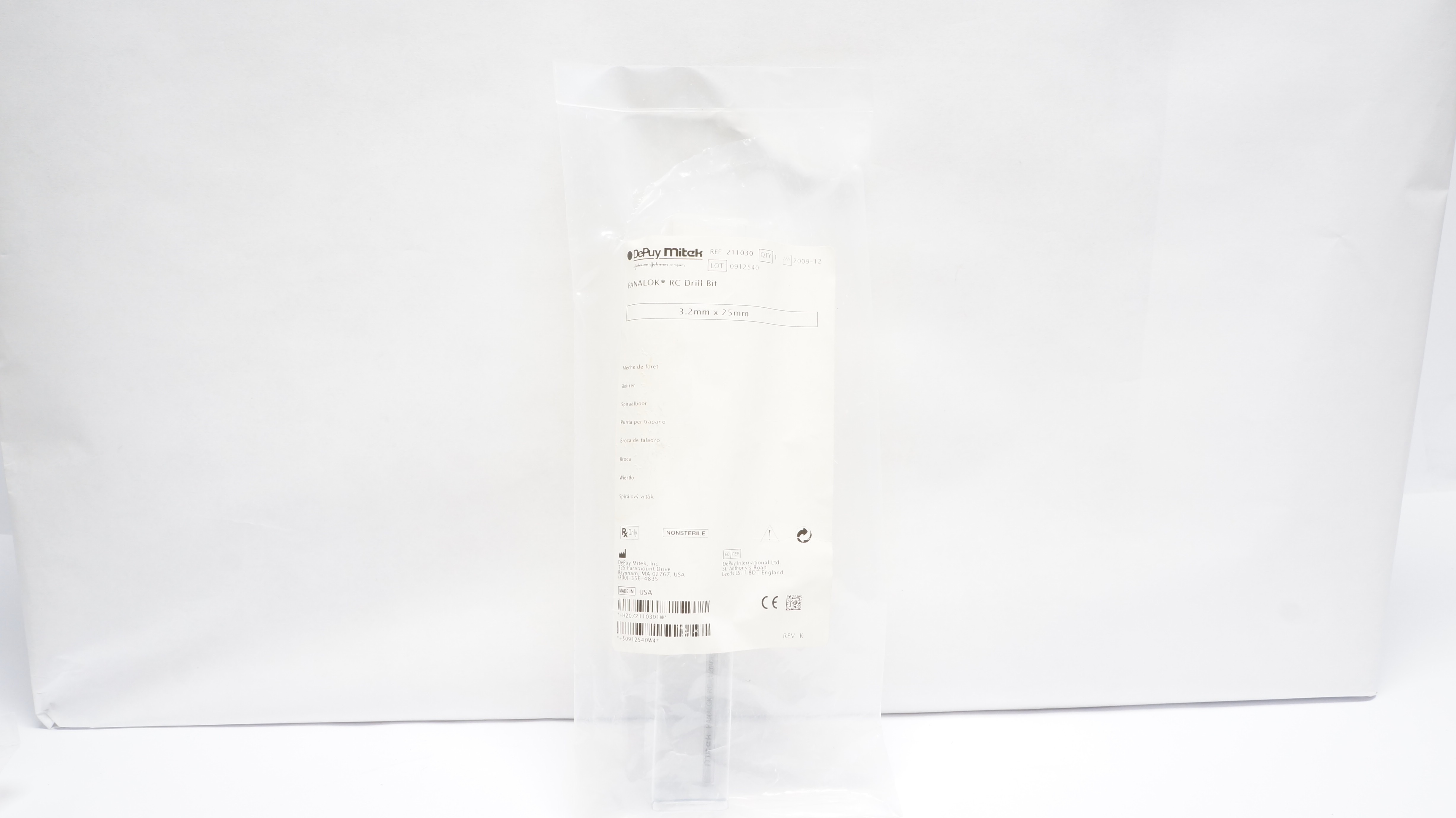 Depuy Mitek 211093 GII Drill Bit 2.4mm