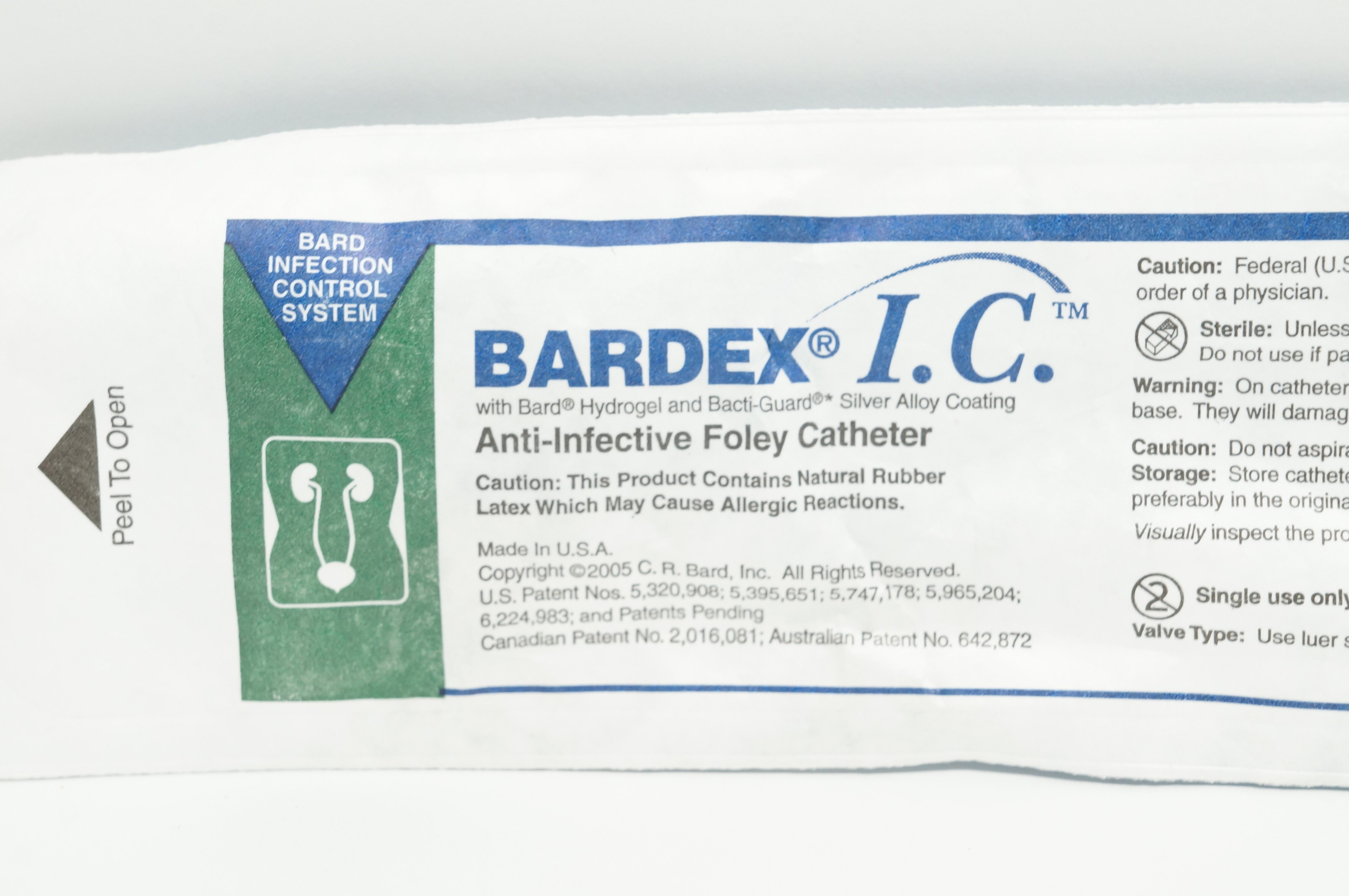 Bard 0168SI12 Bardex I.C. Anti-Infective Foley Cath. 12 Fr 5cc Ribbed Balloon