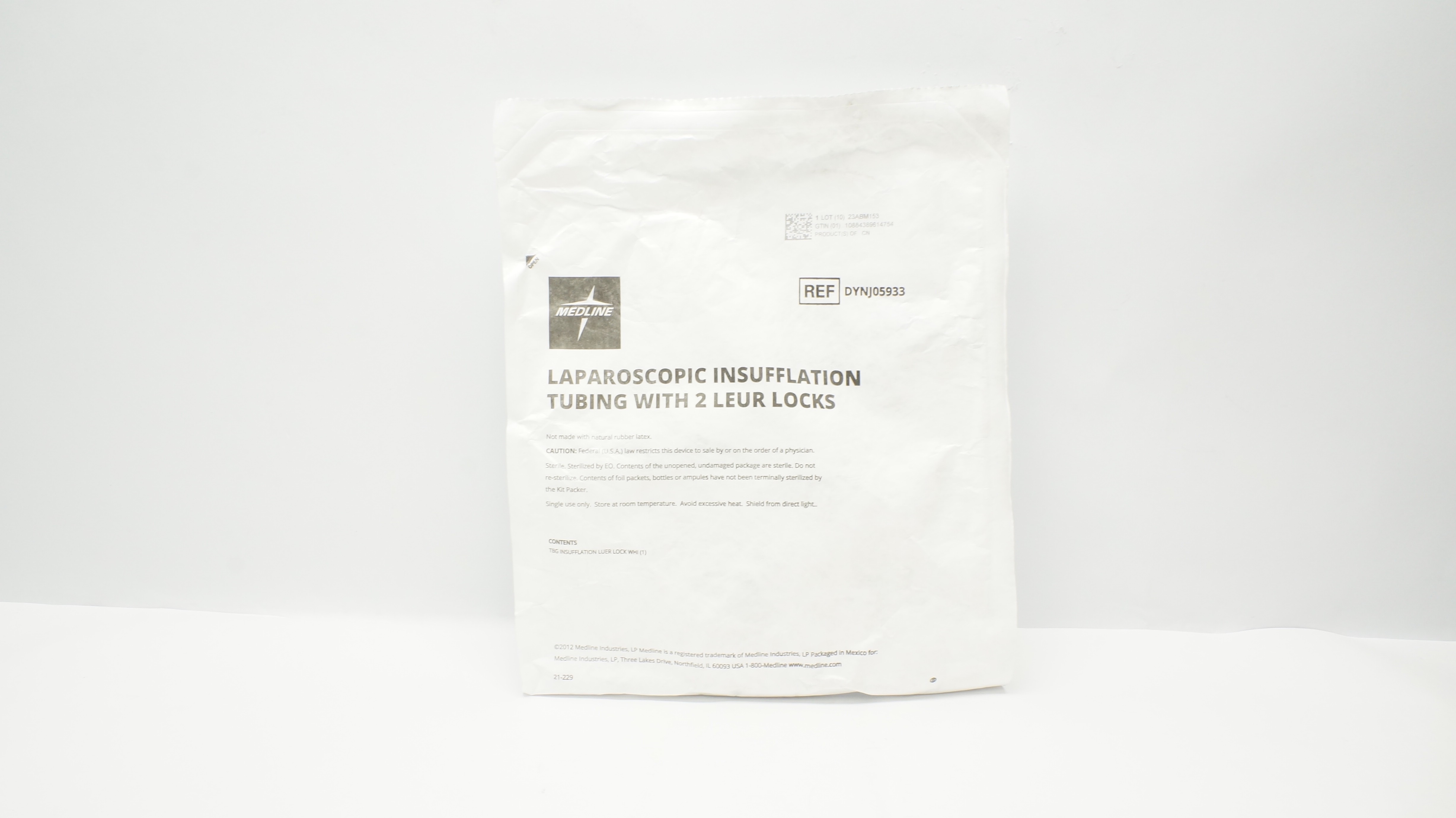 Medline DYNJ05933 Laparoscopic Insufflation Tubing w/ 2 Luer Locks