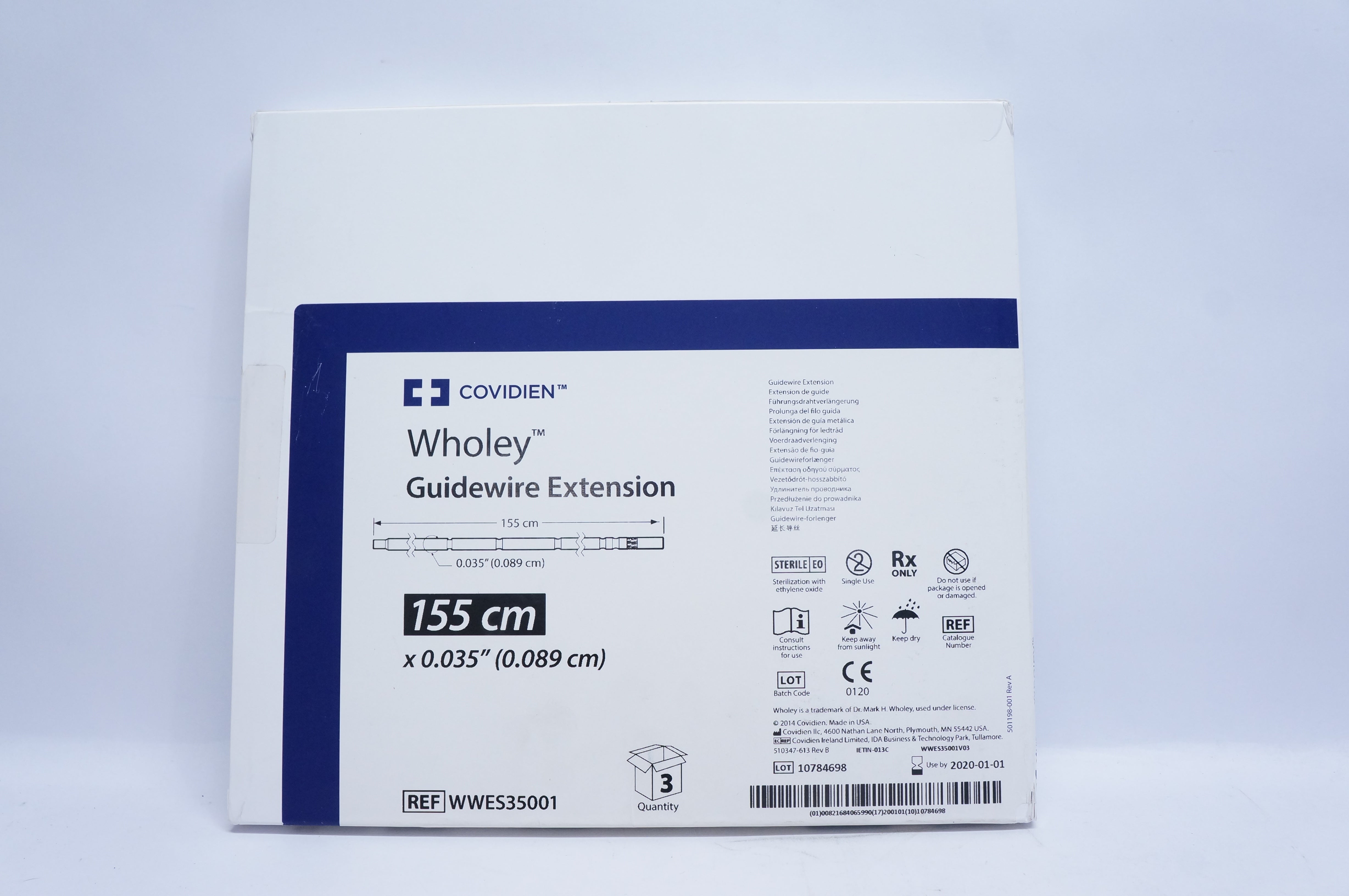 Covidien WWES35001 Wholey Guidewire Extension 155cm x 0.035inch (x) - Box of 3