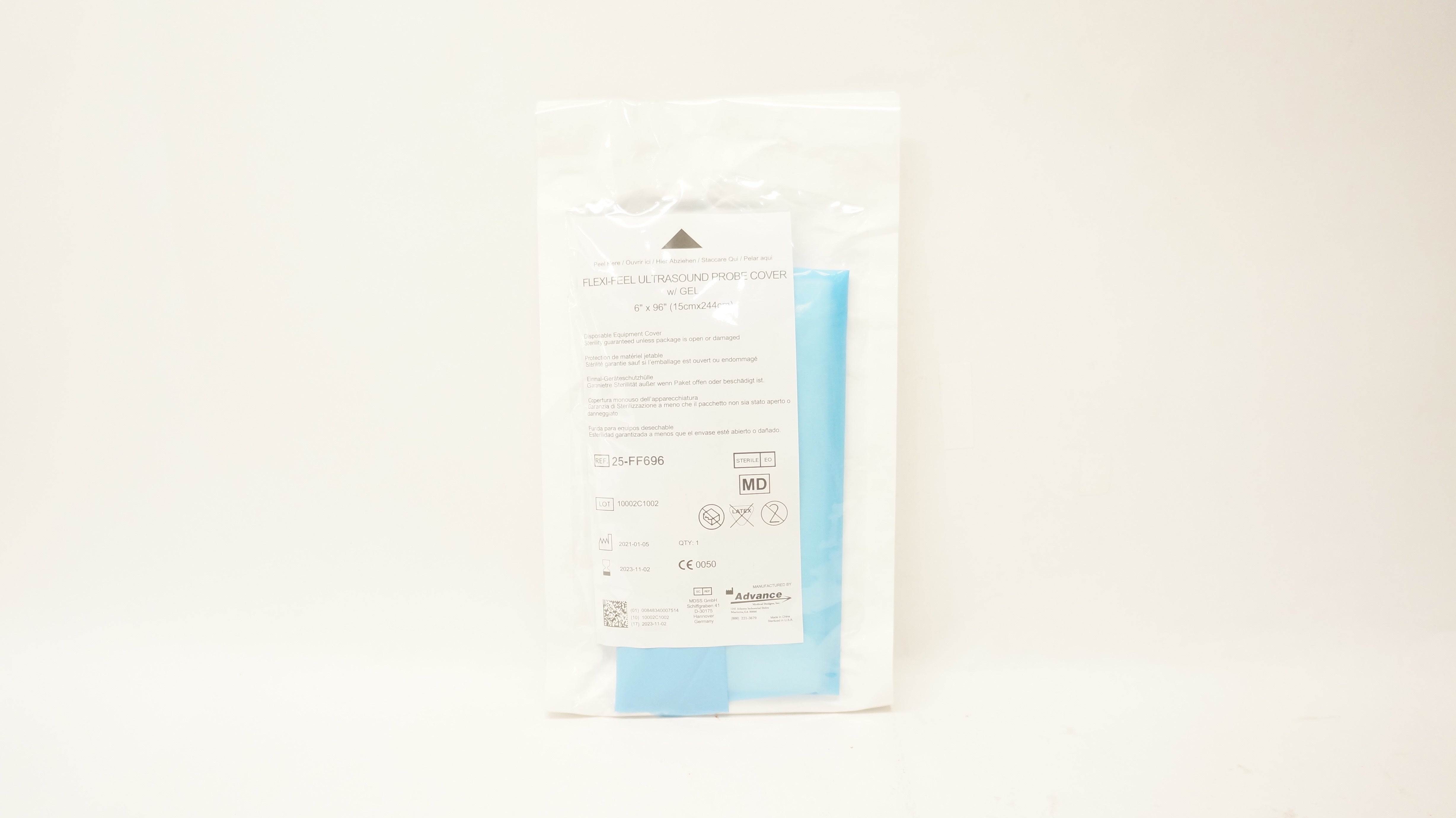 Advance 25-FF696 Flexi-Feel Ultrasound Probe Cover w/Gel  6inch x 96inch