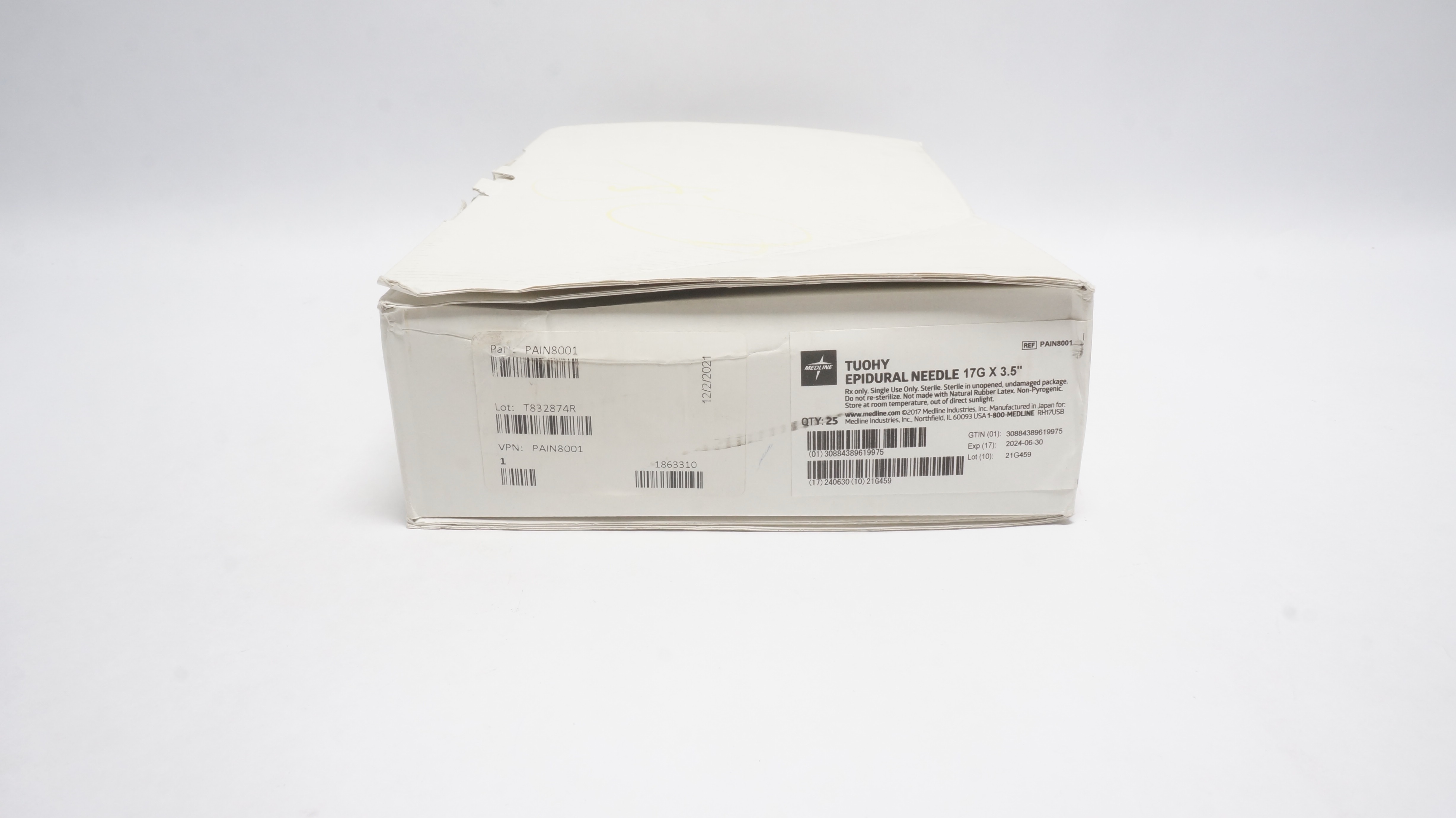 Medline PAIN8001 Touchy Epidural Ndle 17G x 3.5In - Box of 25 (x)