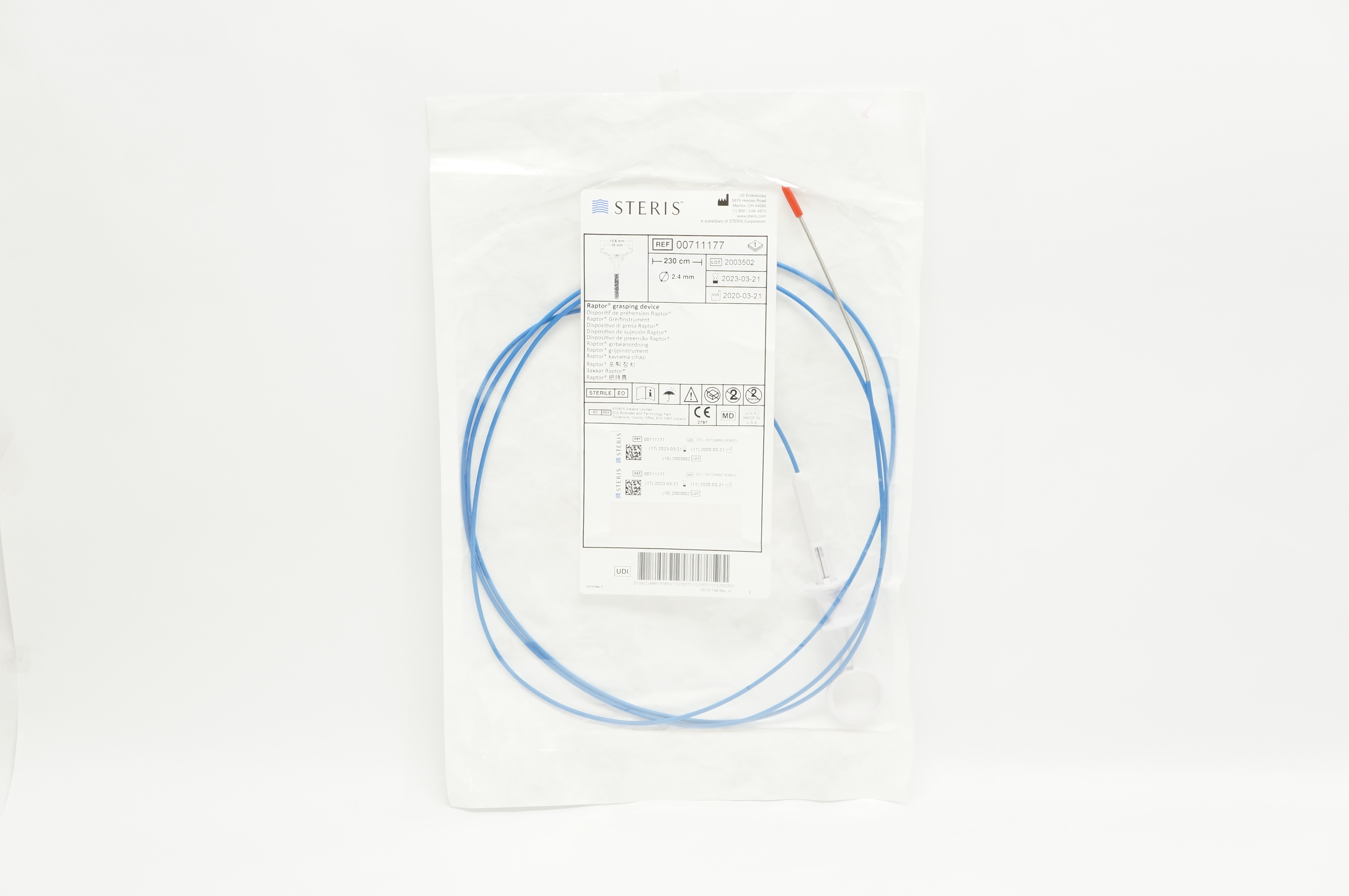 US Endoscopy 00711177 Steris Raptor Grasping Device 2.4mm x 230cm