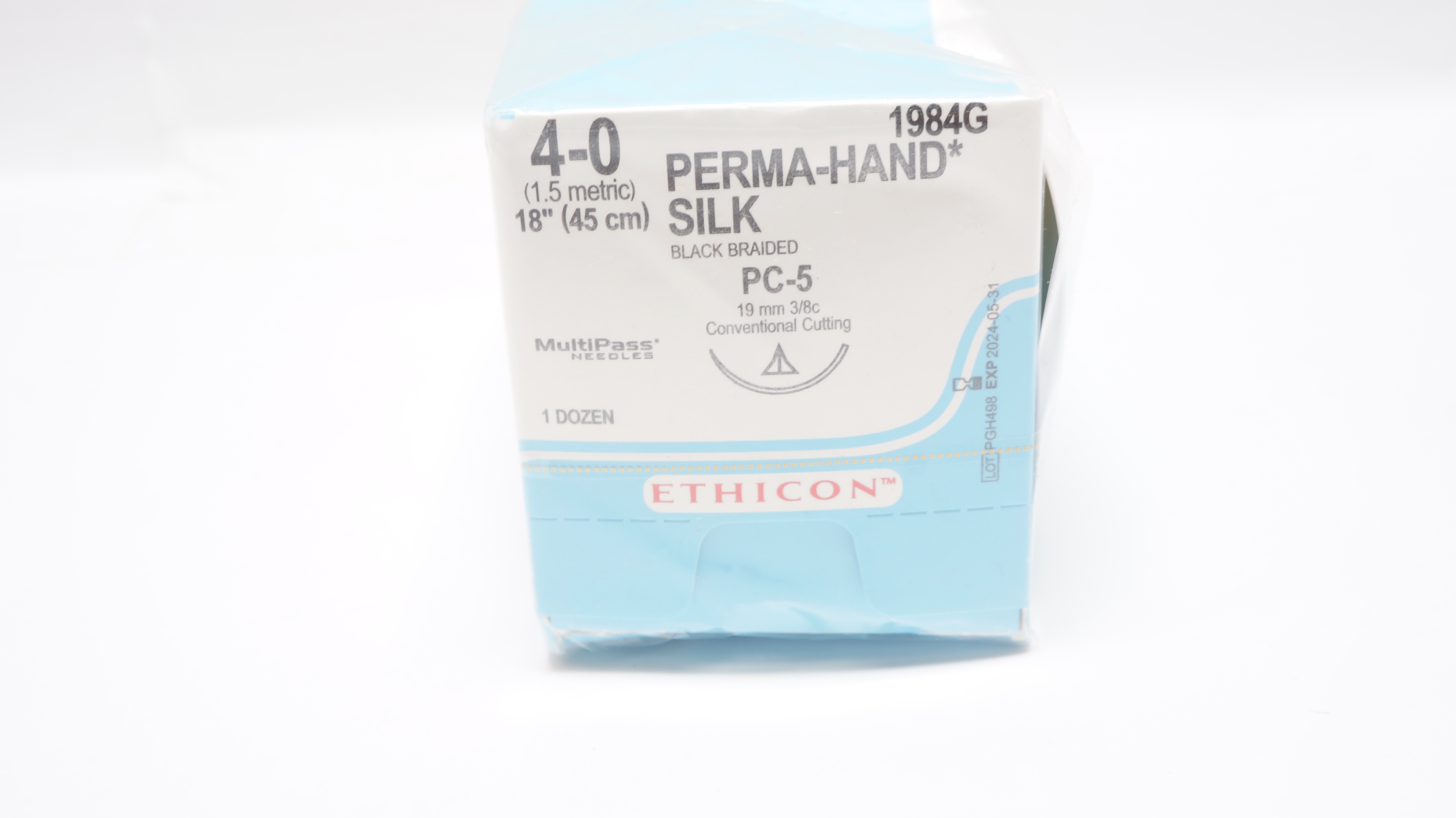 Ethicon 1984G 4-0 Perma-Hand Silk PC-5 19mm 3/8c 18inch - Box of 12