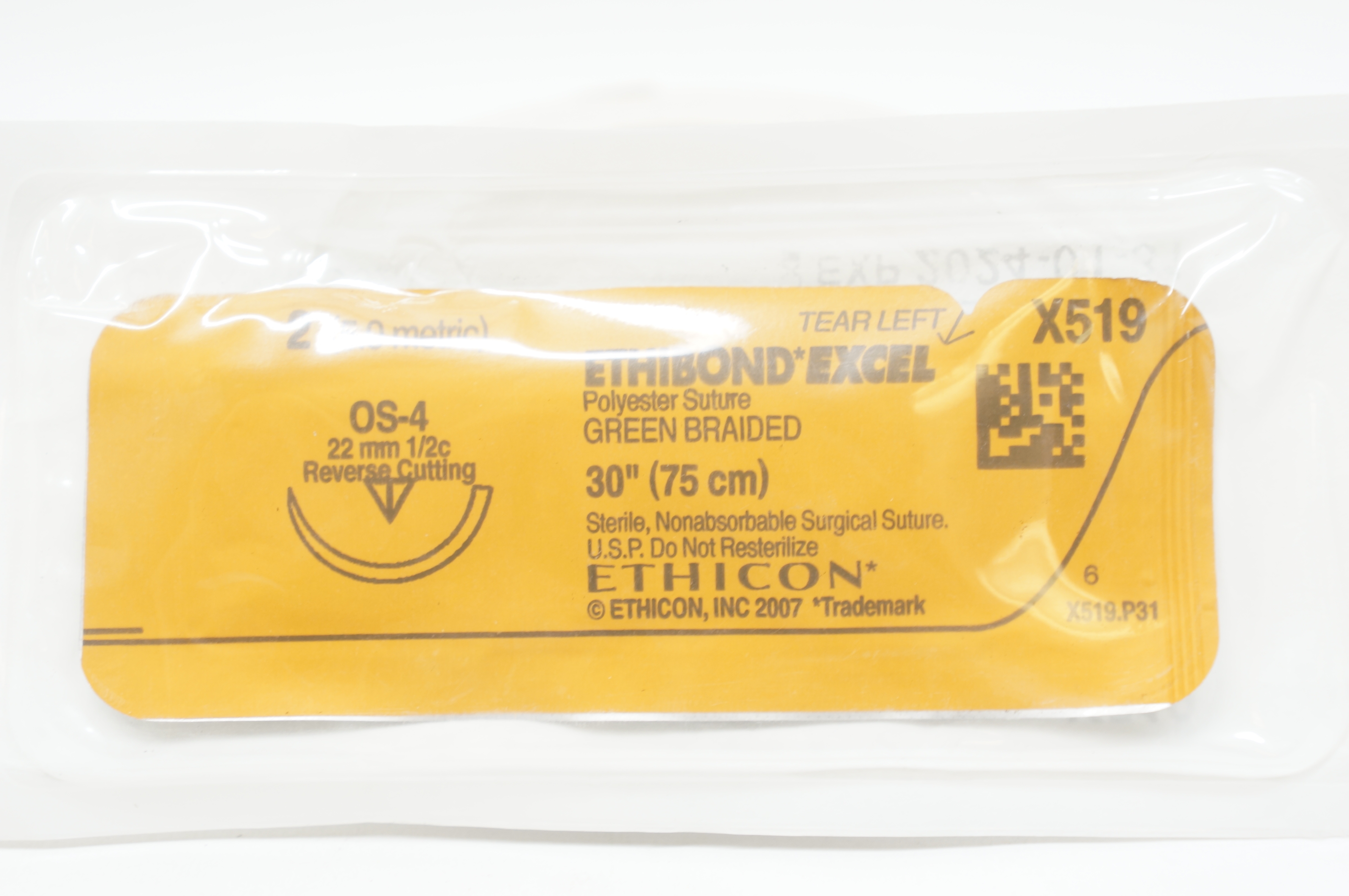 Ethicon X519 2 ETHIBOND EXCEL, OS-4, 22mm 1/2c Reverse Cutting, 30inch
