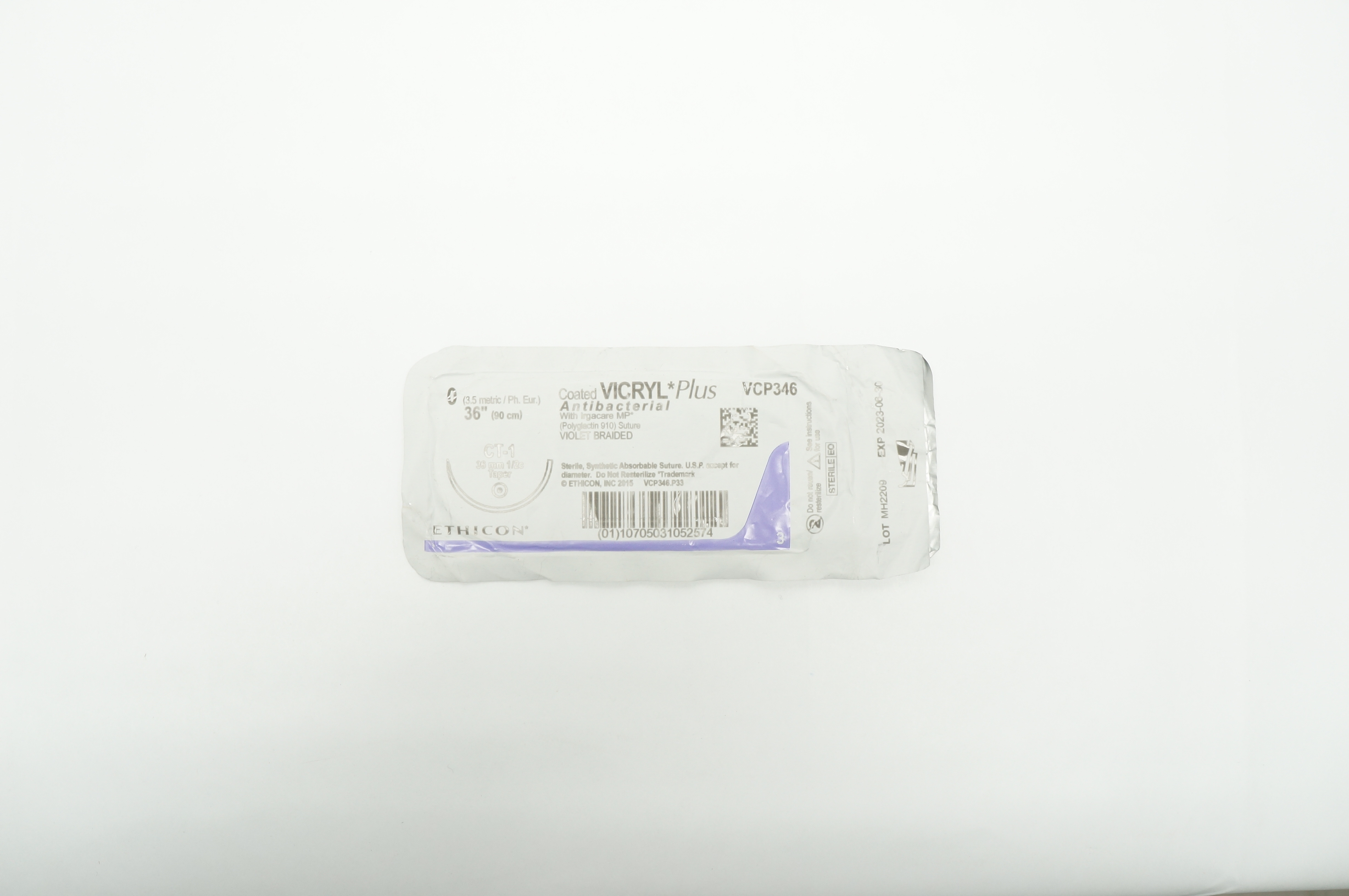 Ethicon VCP346 0 VICRYL PLus, CT-1, 36mm 1/2c Taper 36 inch