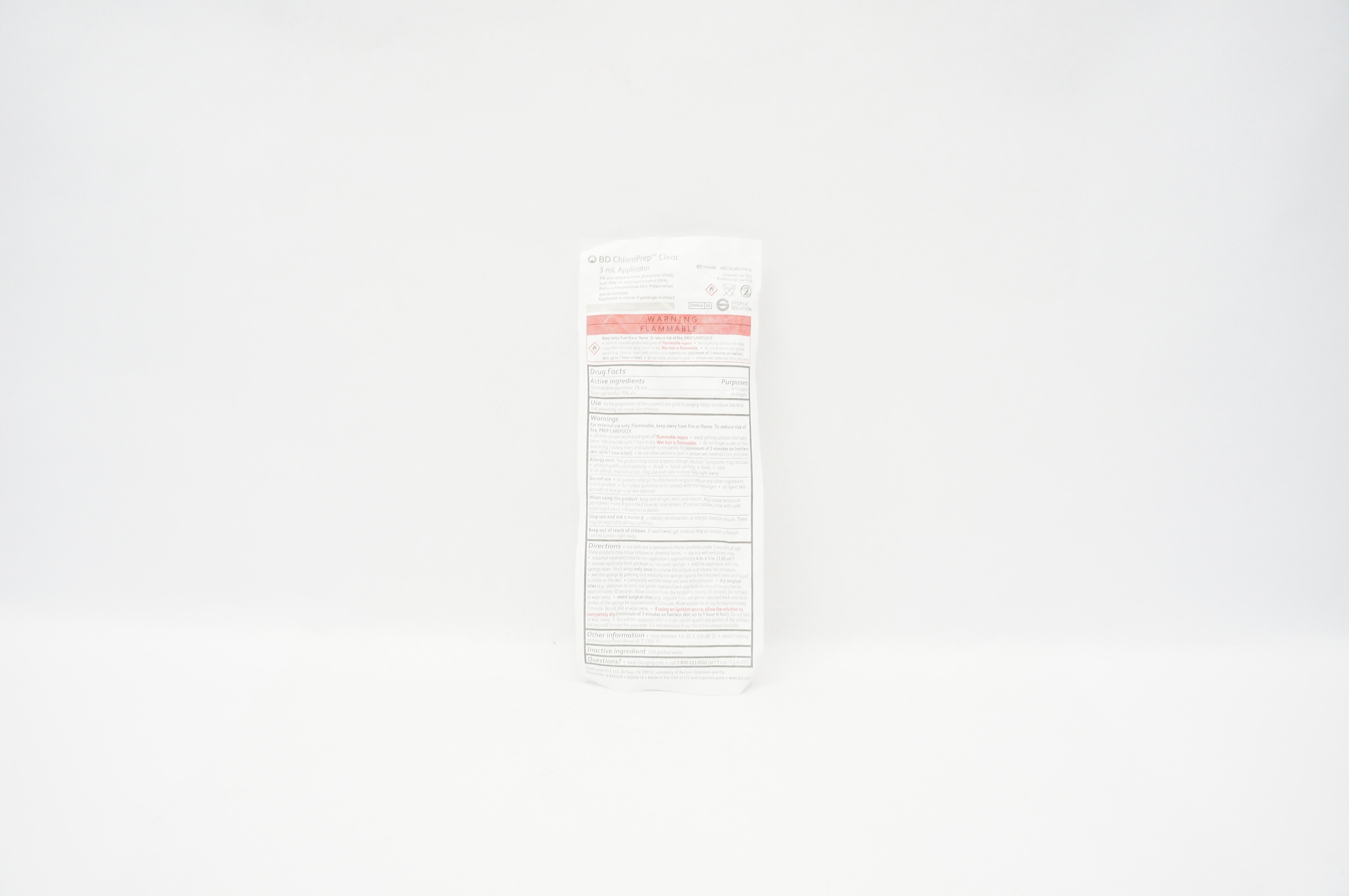 BD 930400 ChloraPrep Clear 3mL Applicator