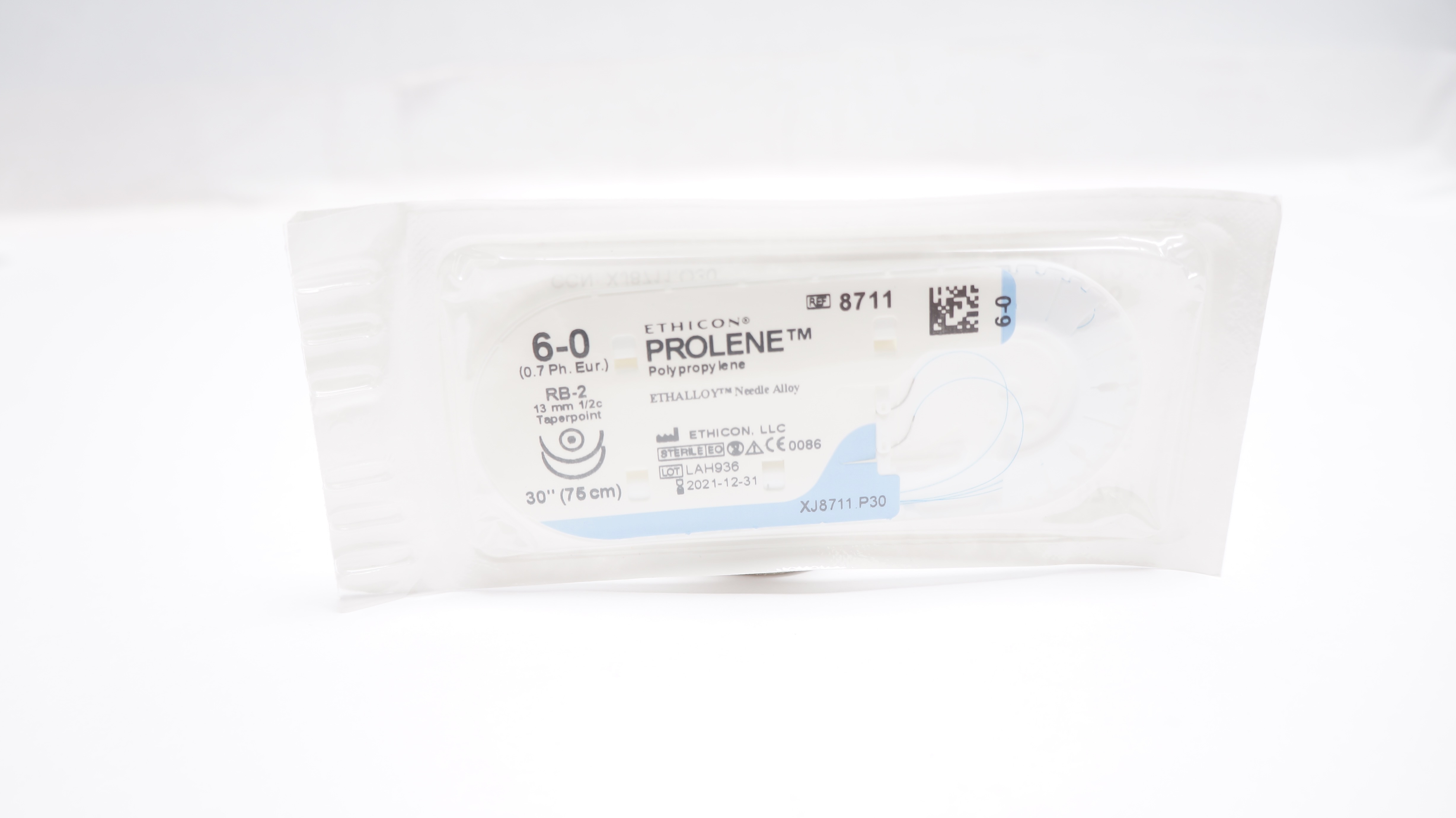 Ethicon 8711 6-0 PROLENE Polypropylene Stre RB-2 13mm 1/2c Taperpoint 30inch(x)