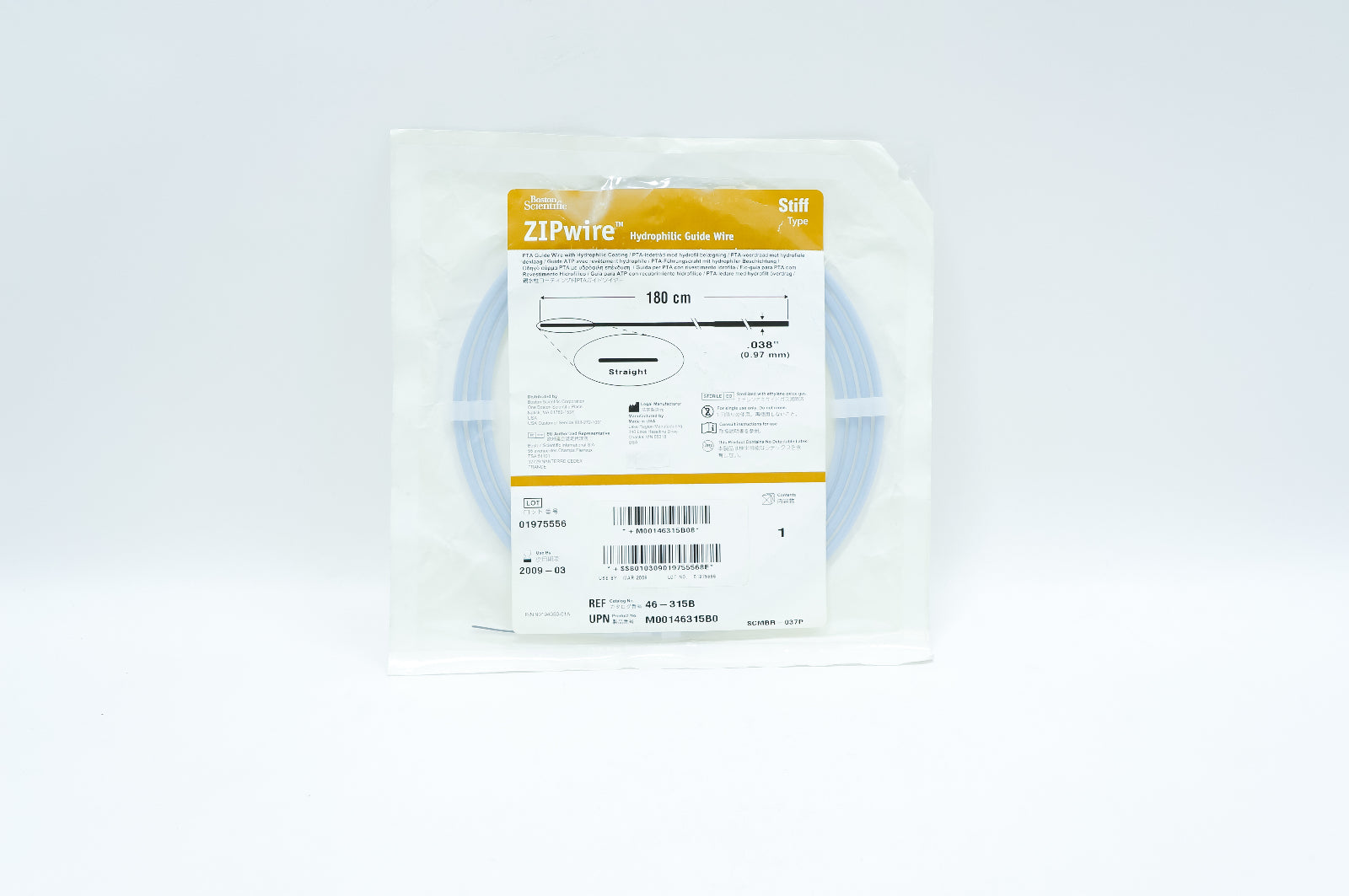 Boston Scientific 46-315B ZIPwire Hydrophilic Guide Wire 0.038inch x 180cm (x)