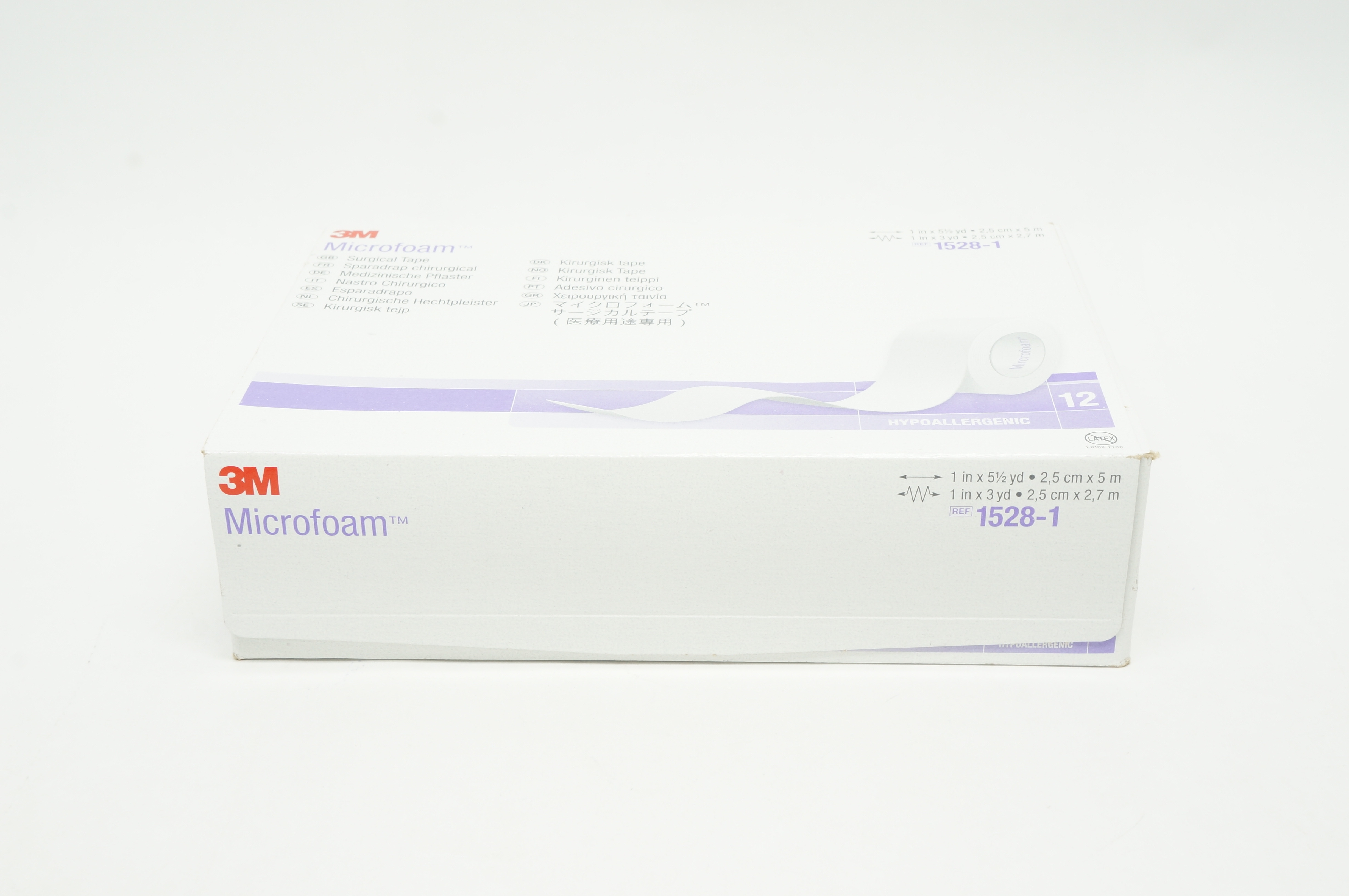 3M 1528-1 Microfoam Surgical Tape 1inch x 5-1/2 yd - Box of 12