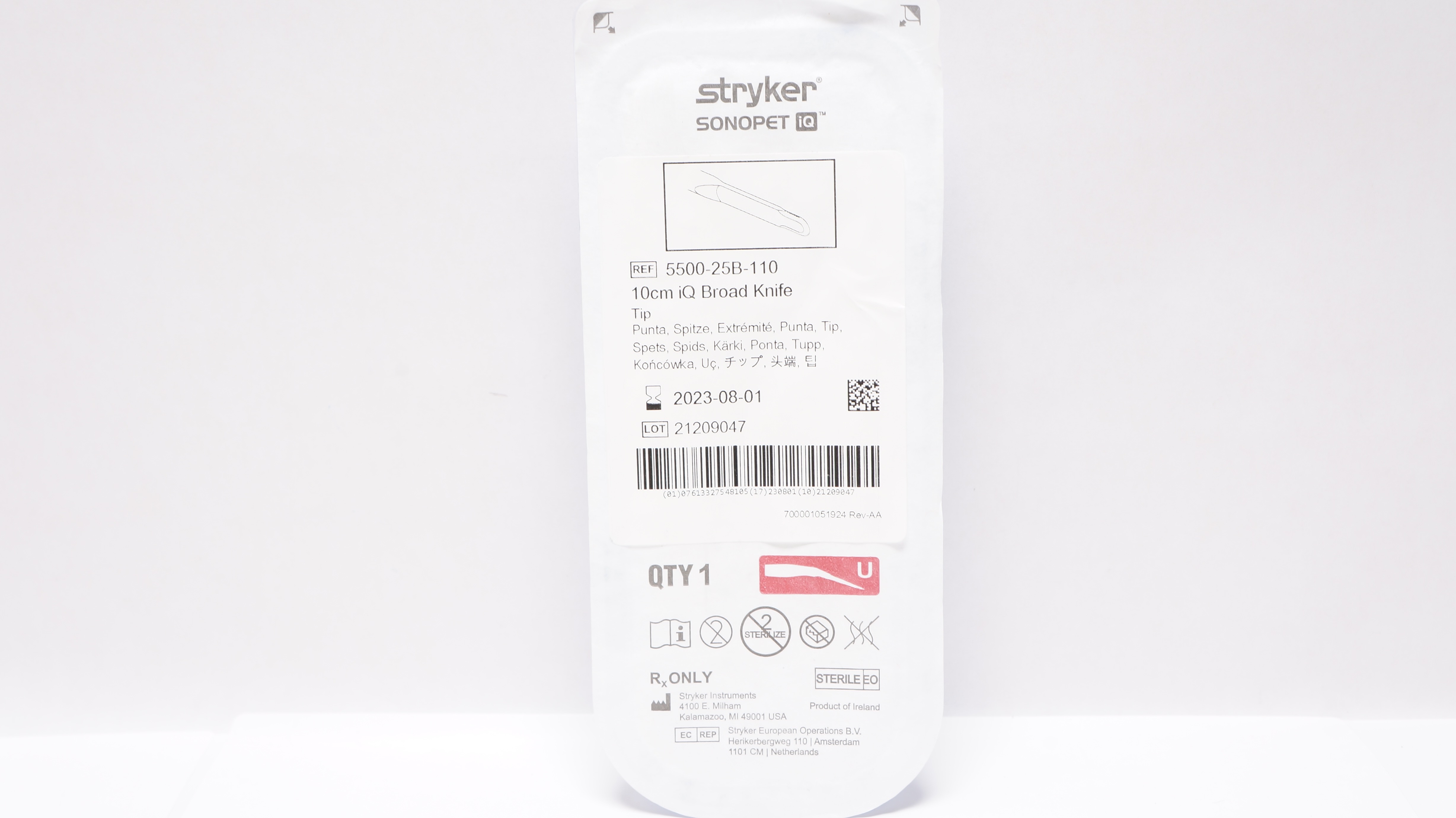 Stryker 5500-25B-110 Sonopet 10cm iQ Broad Knife Tip (x)