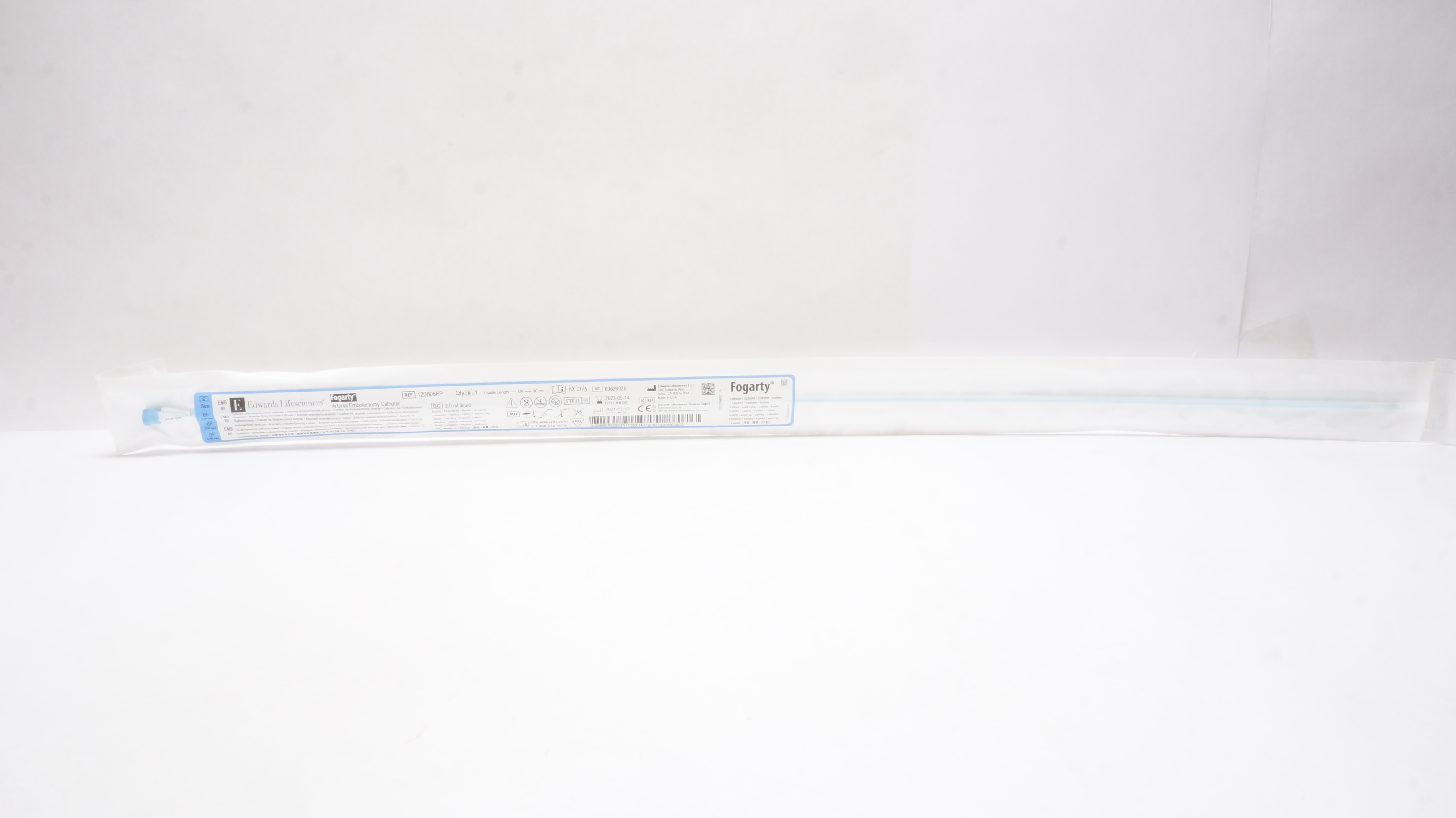 Edwards Lifesciences 120806FP Fogarty Arterial Embolectomy Cath. 6F x 80cm