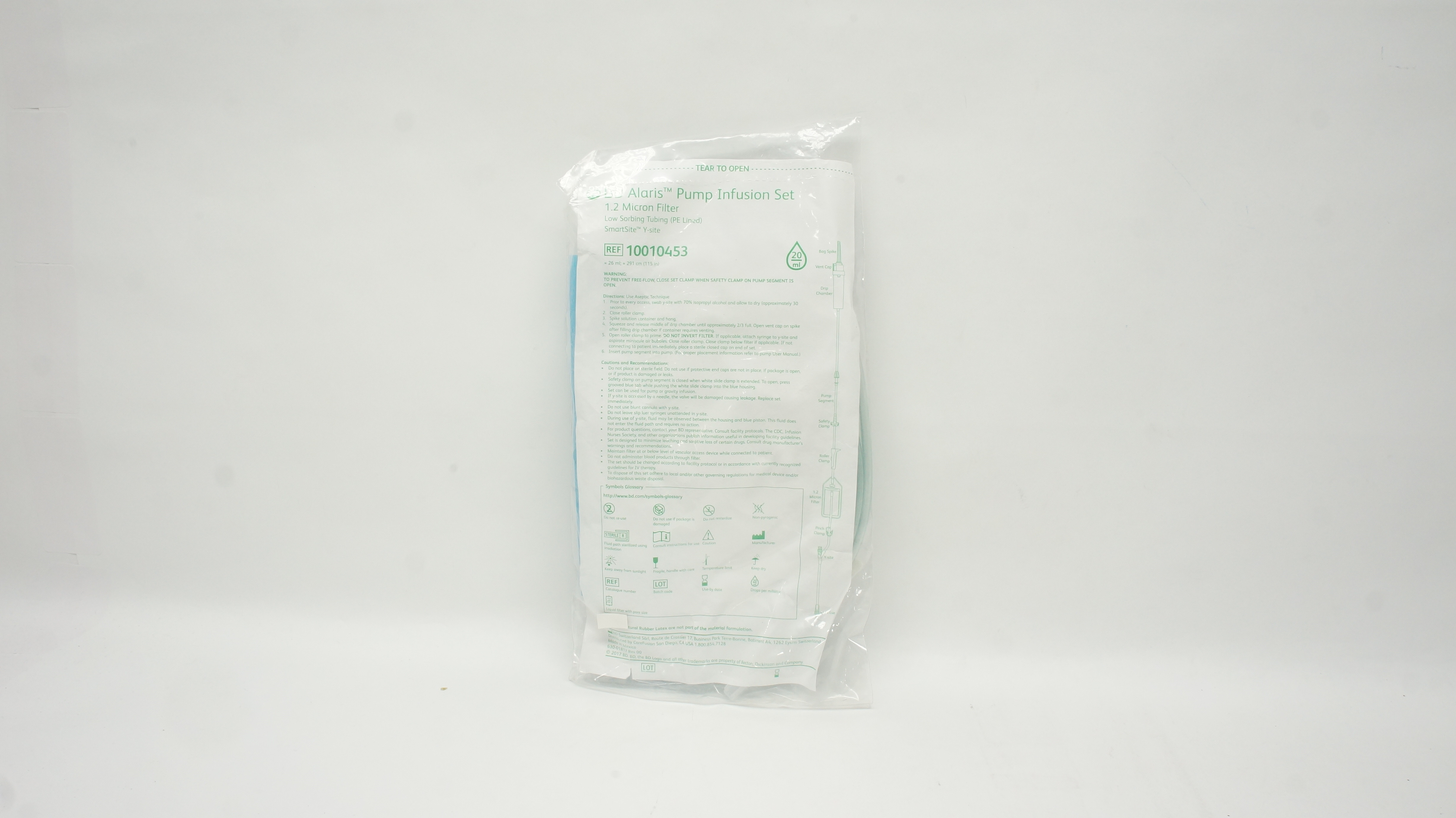 BD 10010453 Alaris Pump Infusion Set 1.2 Micron Filter 115 inch x 20ml