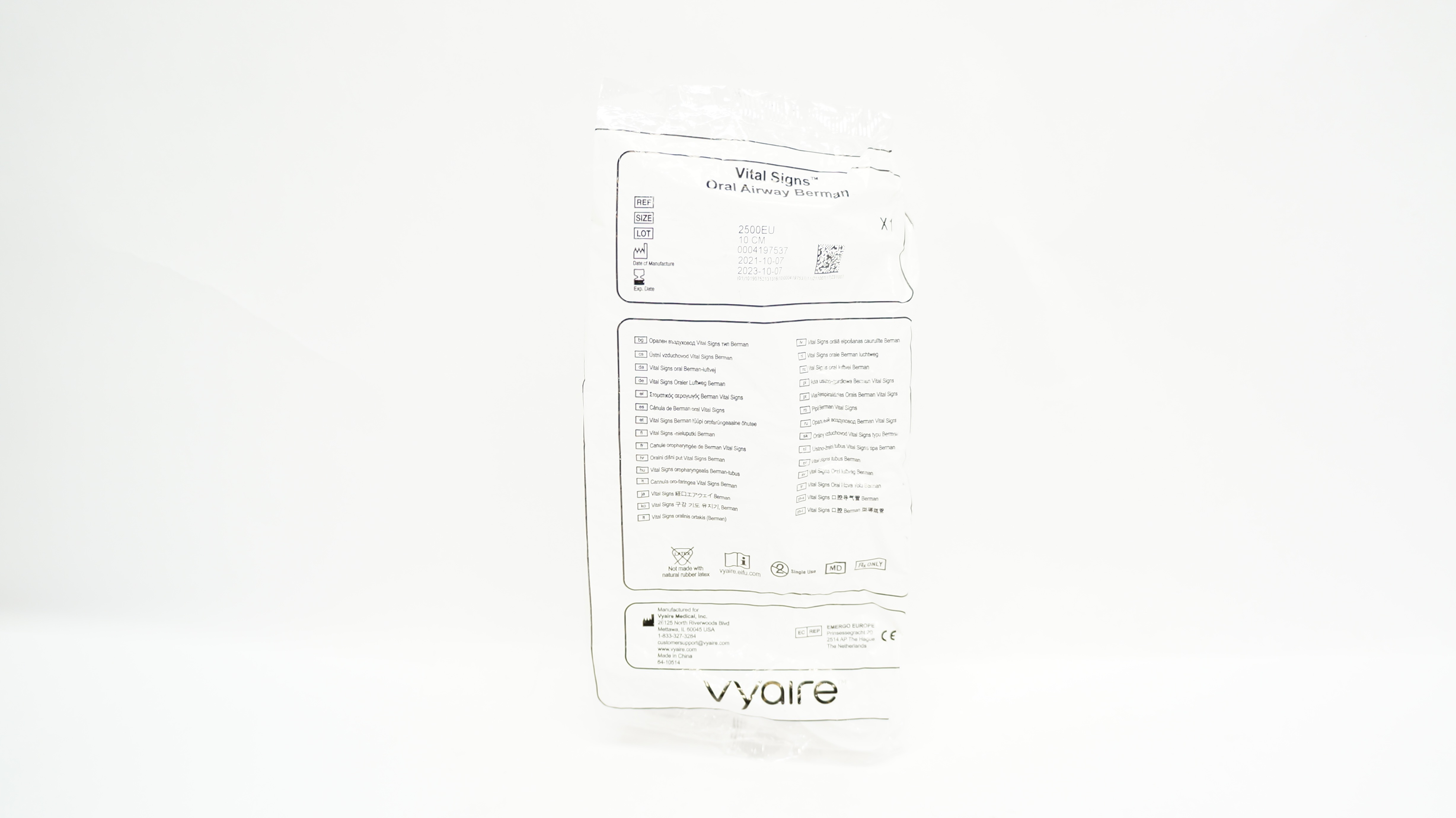 Vyaire 2500EU Vital Signs Oral Airway Berman 10cm (x)