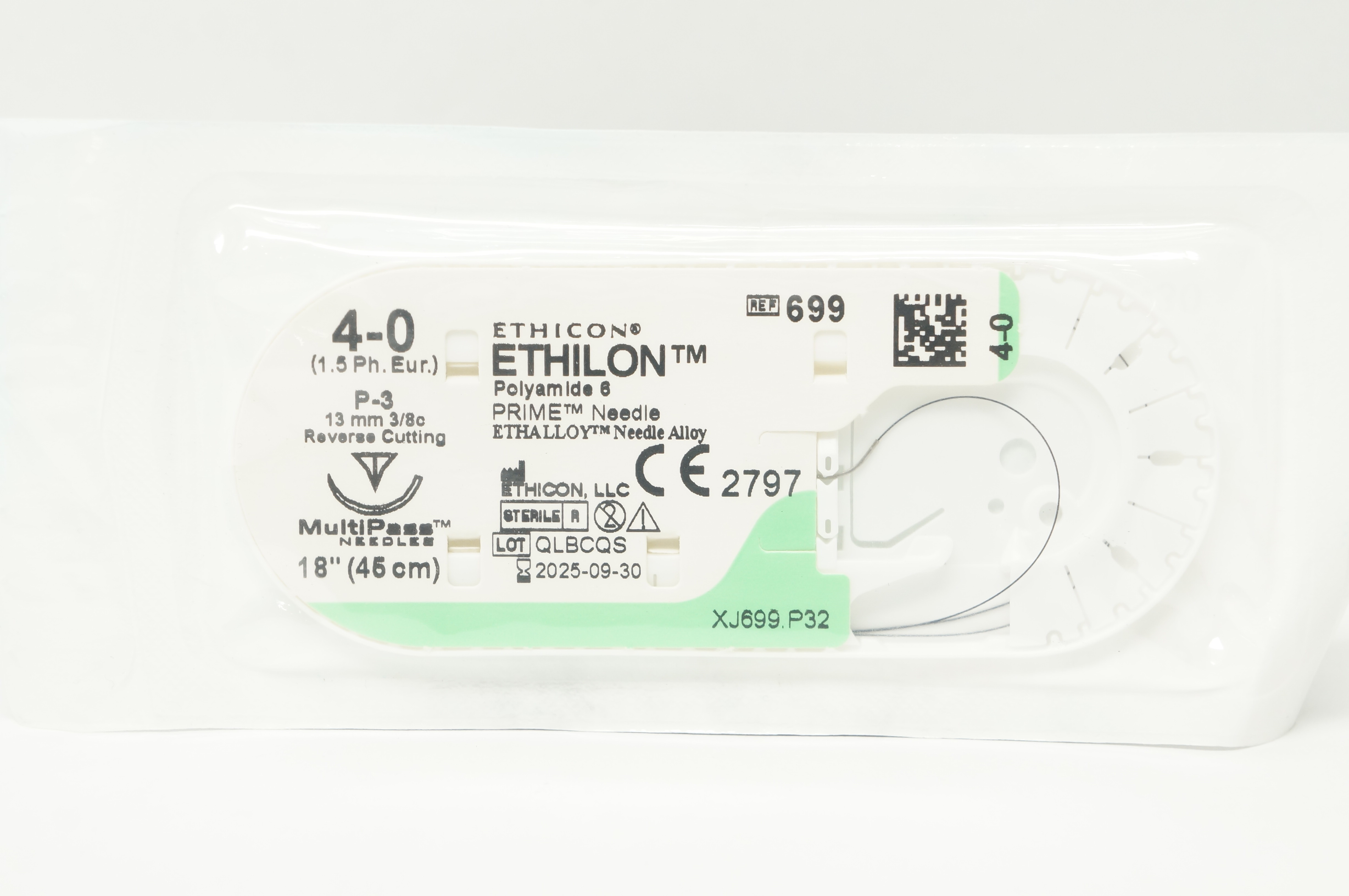 Ethicon 699 4-0 ETHILON, P-3, 13mm 3/8c Reverse Cutting, 18inch