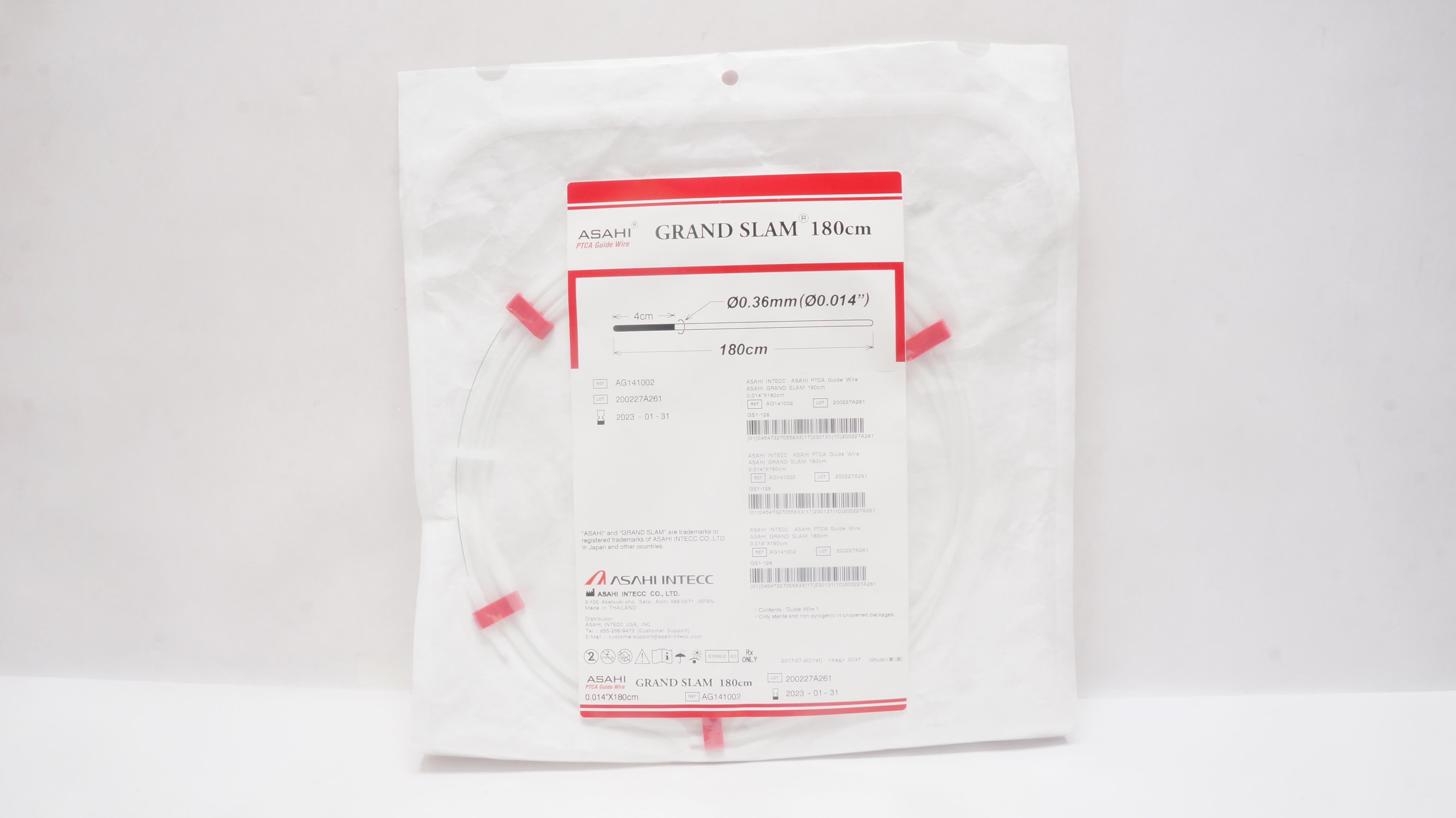 Asahi Intecc AG141002 Grand Slam PTCA Guide Wire 0.014in. x 180cm (x)