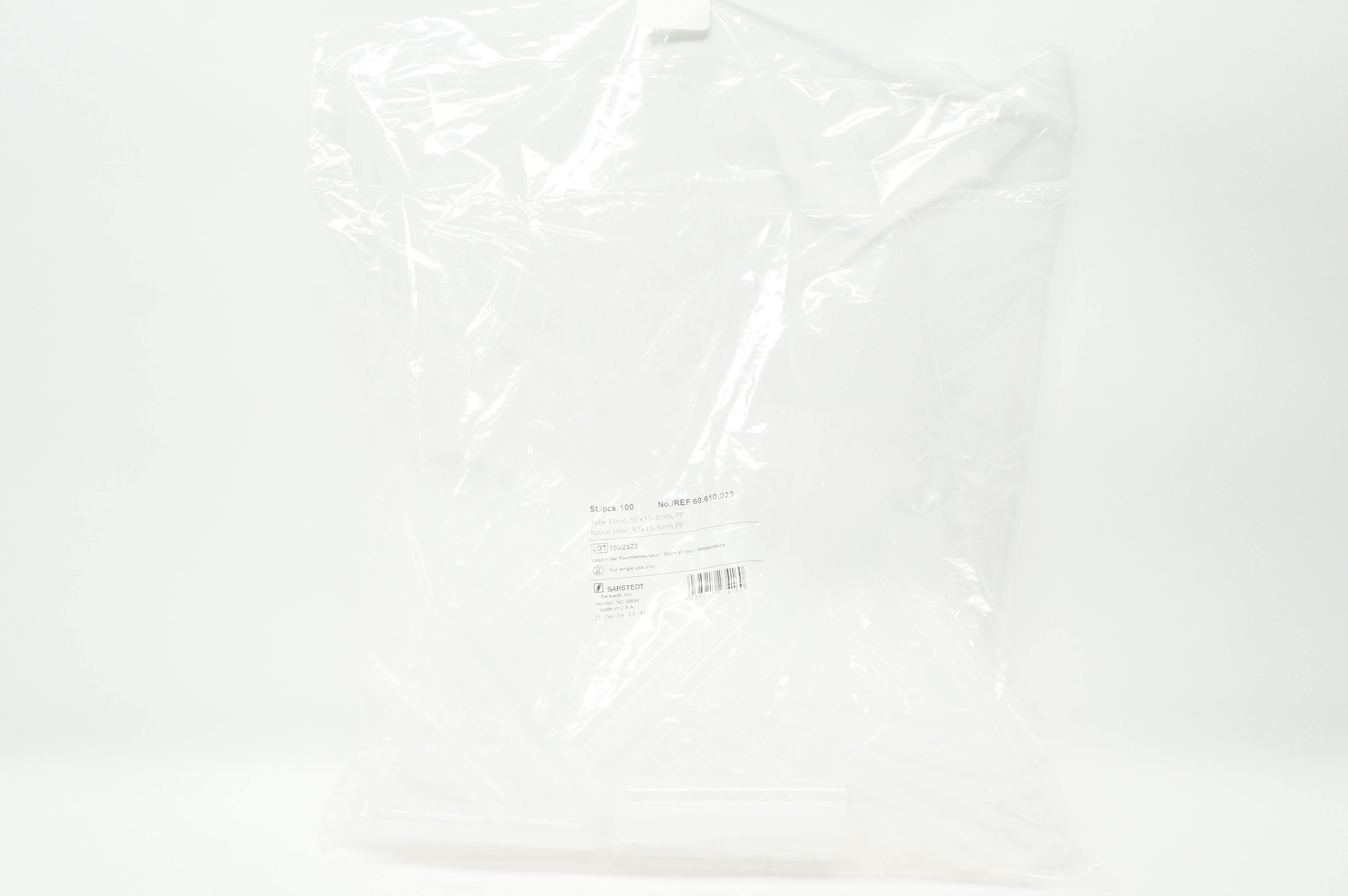 Sarstedt 60.610.023 Tube 10ml, PP (x) - Pack of 100