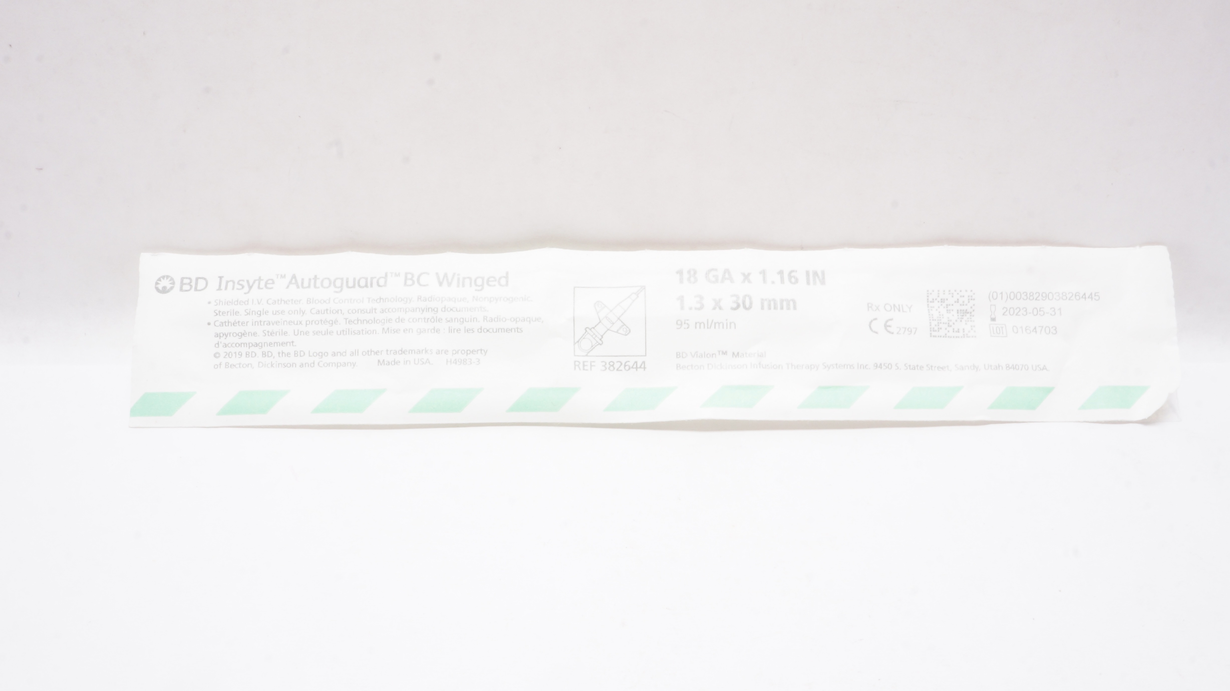 BD 382644 Insyte Autoguard BC Winged Shielded IV Cath.18GAx1.16inch 95ml/min (x)