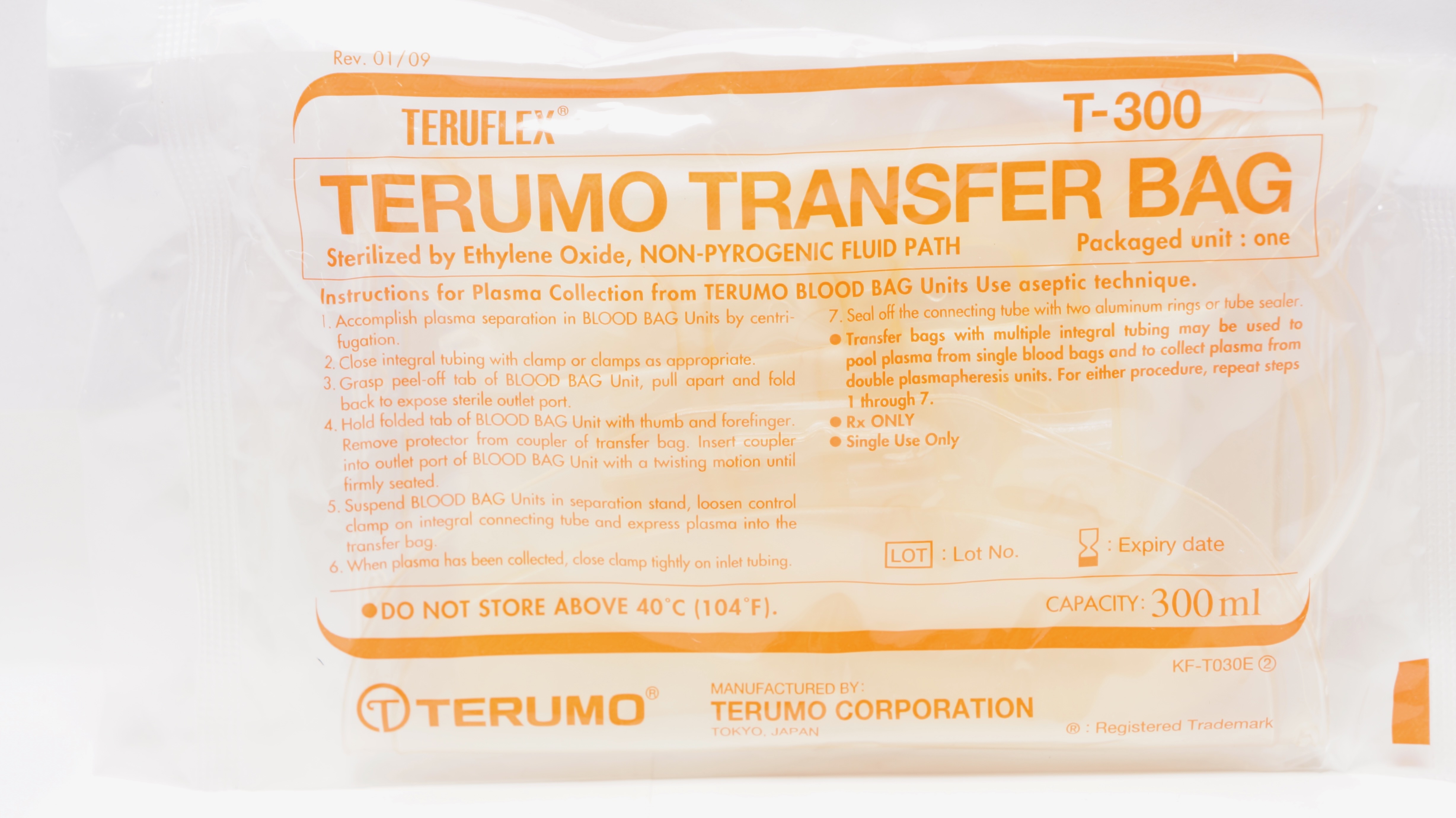 Terumo BB*T030CB71 Teruflex T-300 Transfer Bag 300 mL (x)