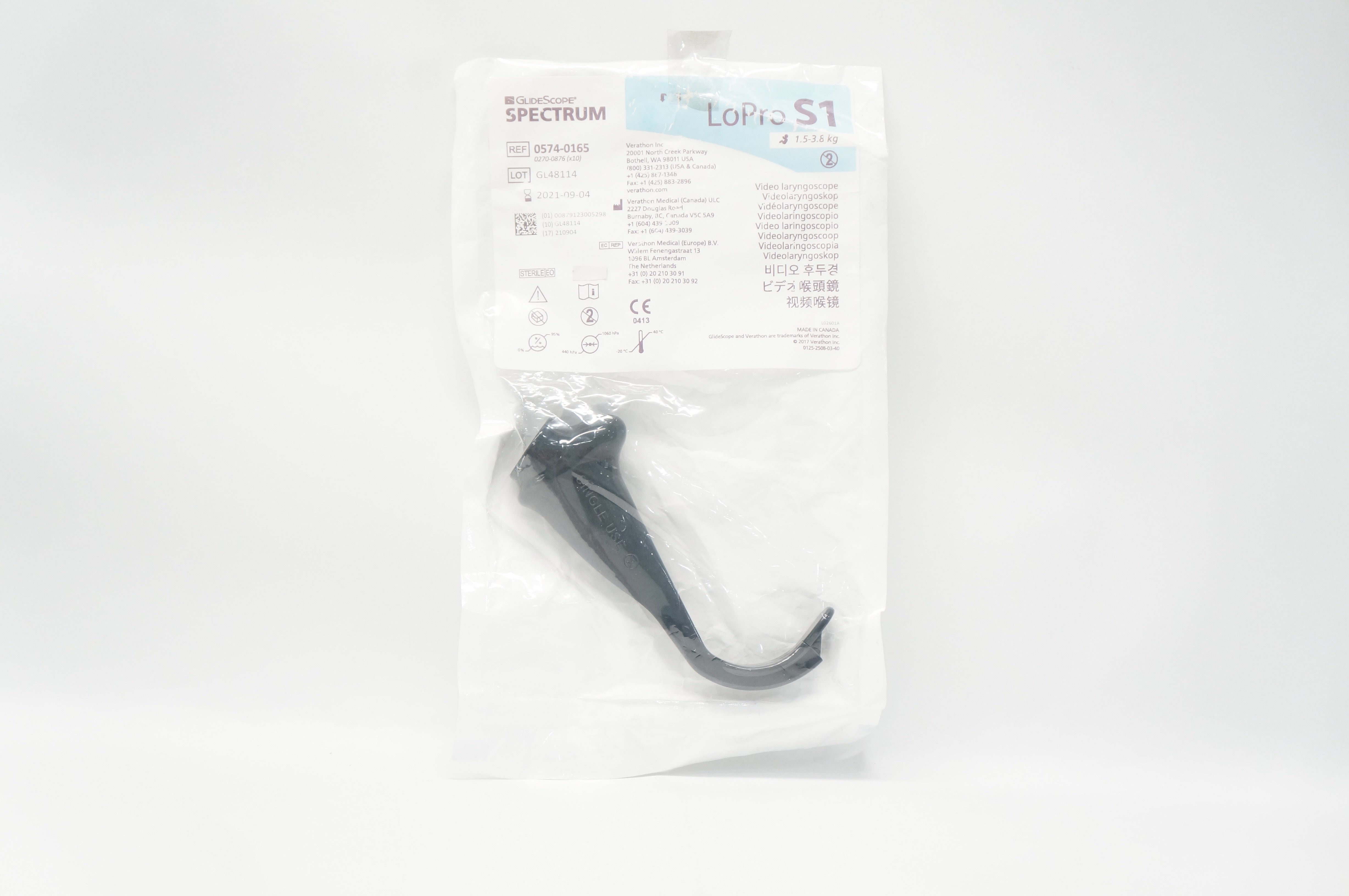 Verathon Medical 0574-0165 GlideScope Spectrum Video Laryngoscope 1.5 - 3.8kg(x)