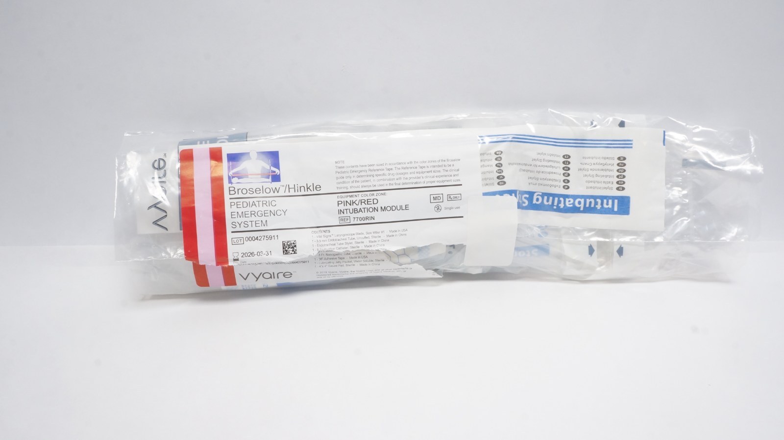 Vyaire 7700RIN Broselow/Hinkle Pediatric Intubation Module Pink/Red