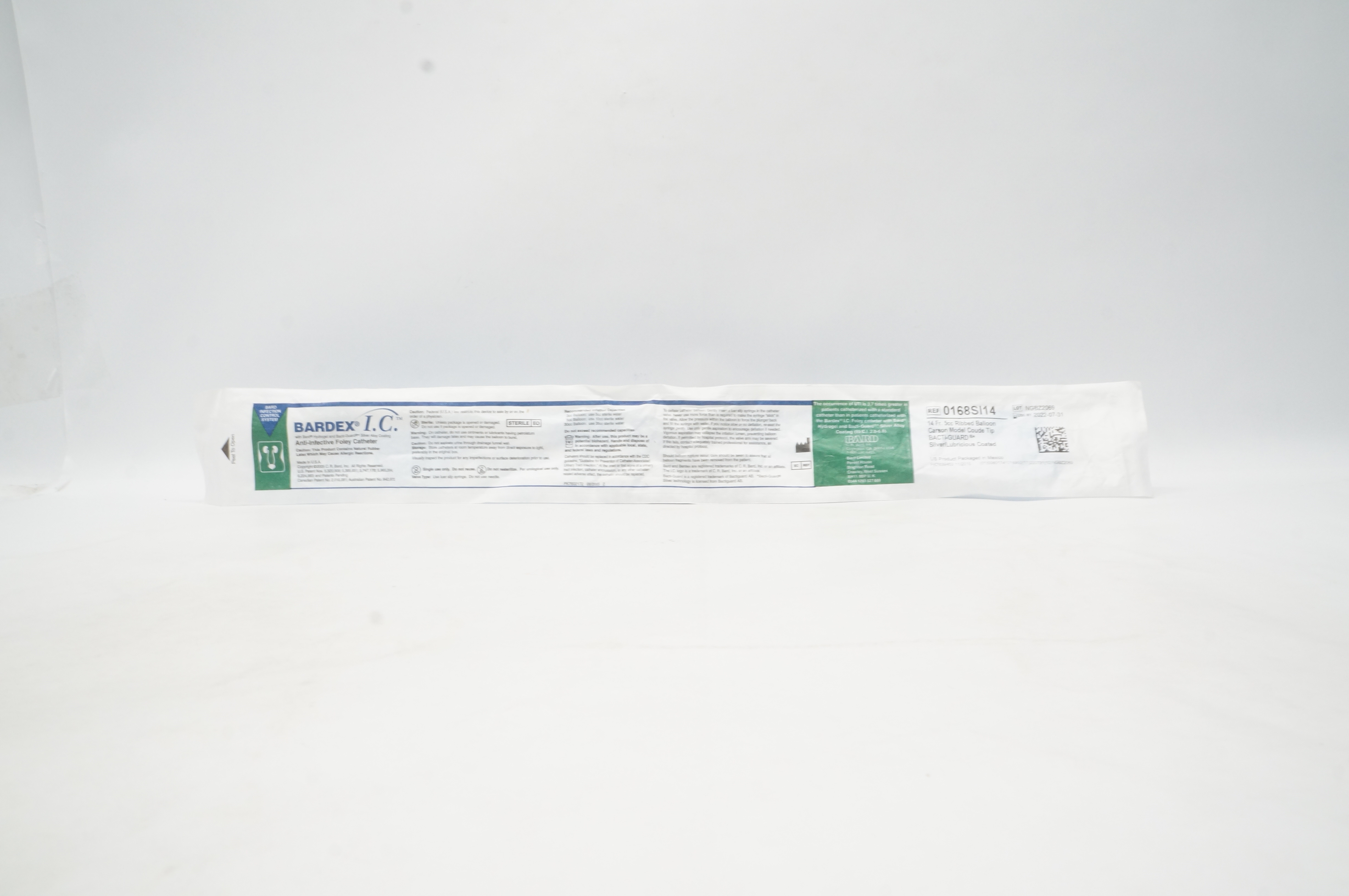 Bard 0168SI14 Bardex I.C. Anti-Infective Foley Cath. 14 Fr 5cc Ribbed Balloon