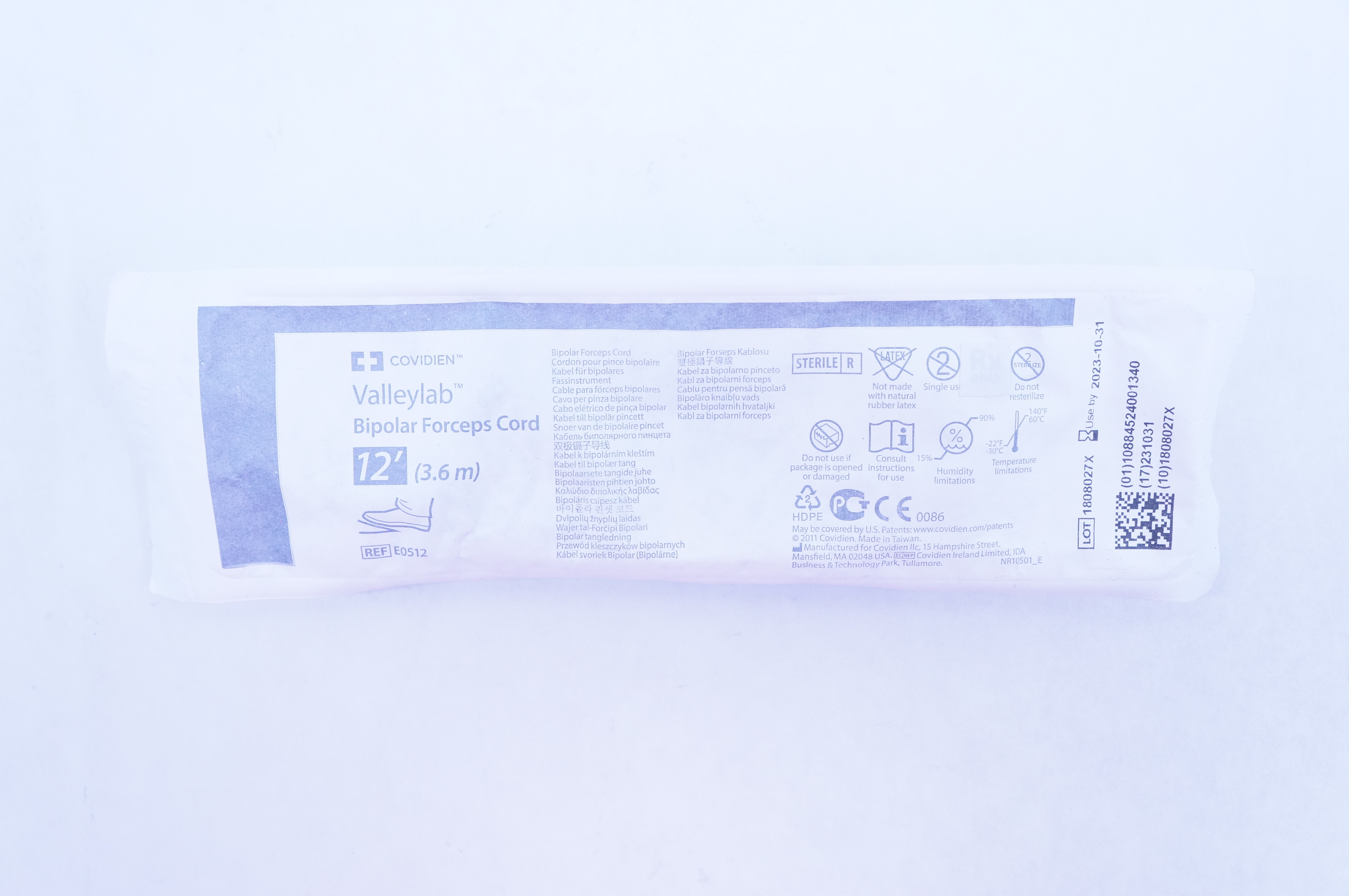 Covidien E0512 Valleylab Bipolar Forceps Cord 12 F