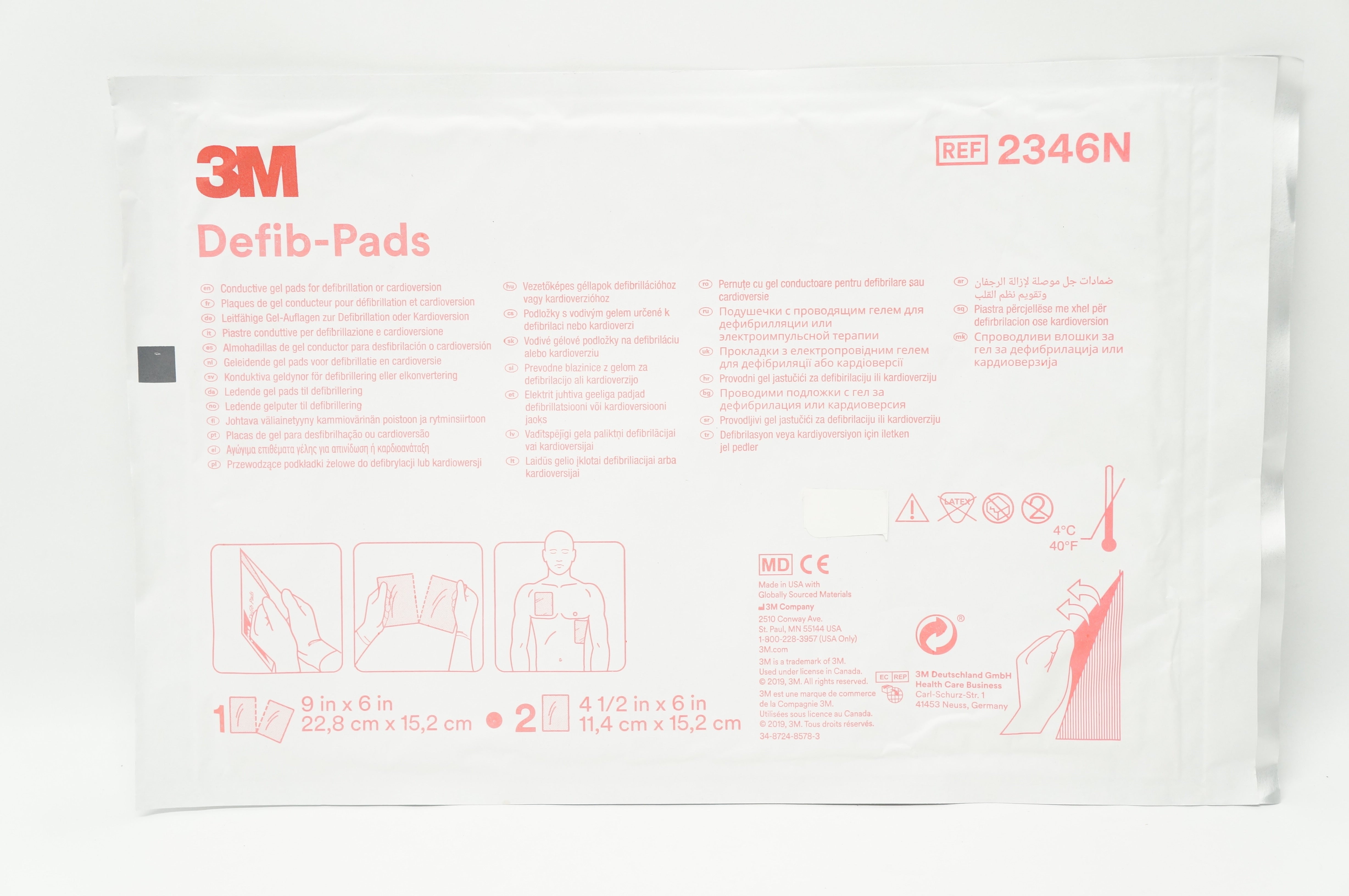 3M 2346N Conductive Gel Pads For Defibrillation/Cardioversion 9x6inch
