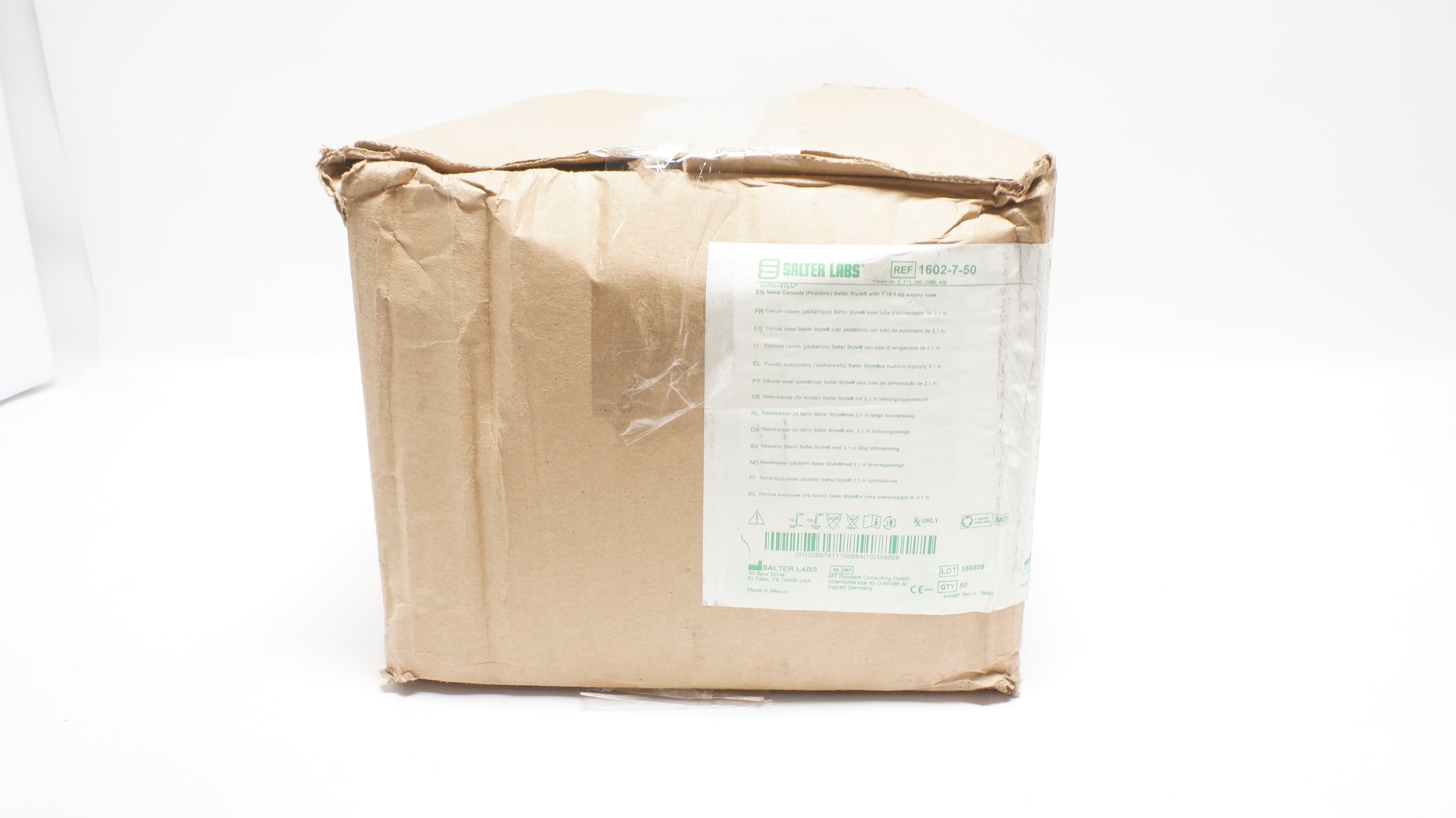 Salter Labs 1602-7-50 Nasal Cannula (Pediatric) w/ 7ft. Supply Tube - Case of 50