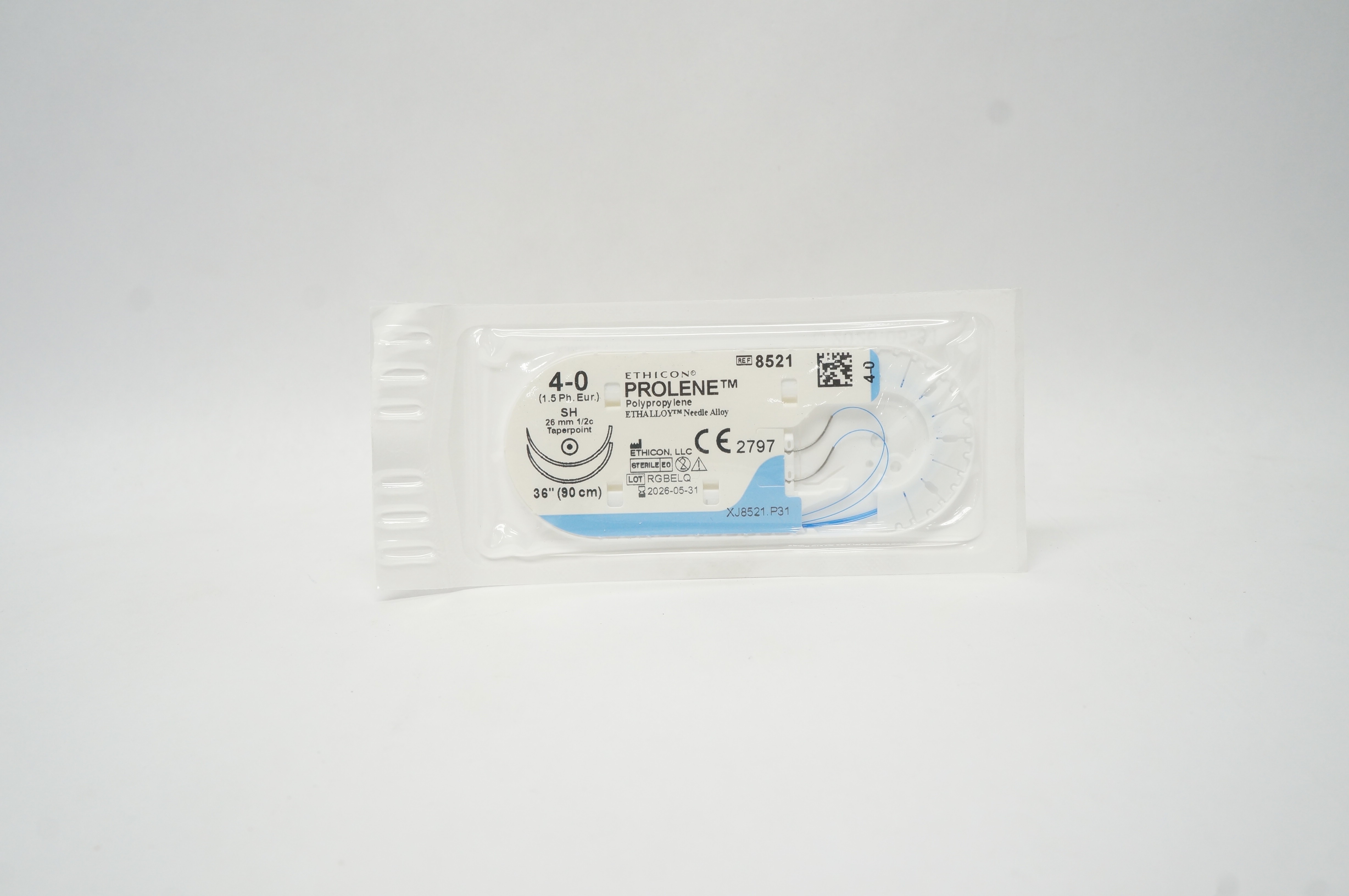 Ethicon 8521 4-0 Prolene Polypropylene Stre SH 26mm 1/2c Taperpoint, 36 inch
