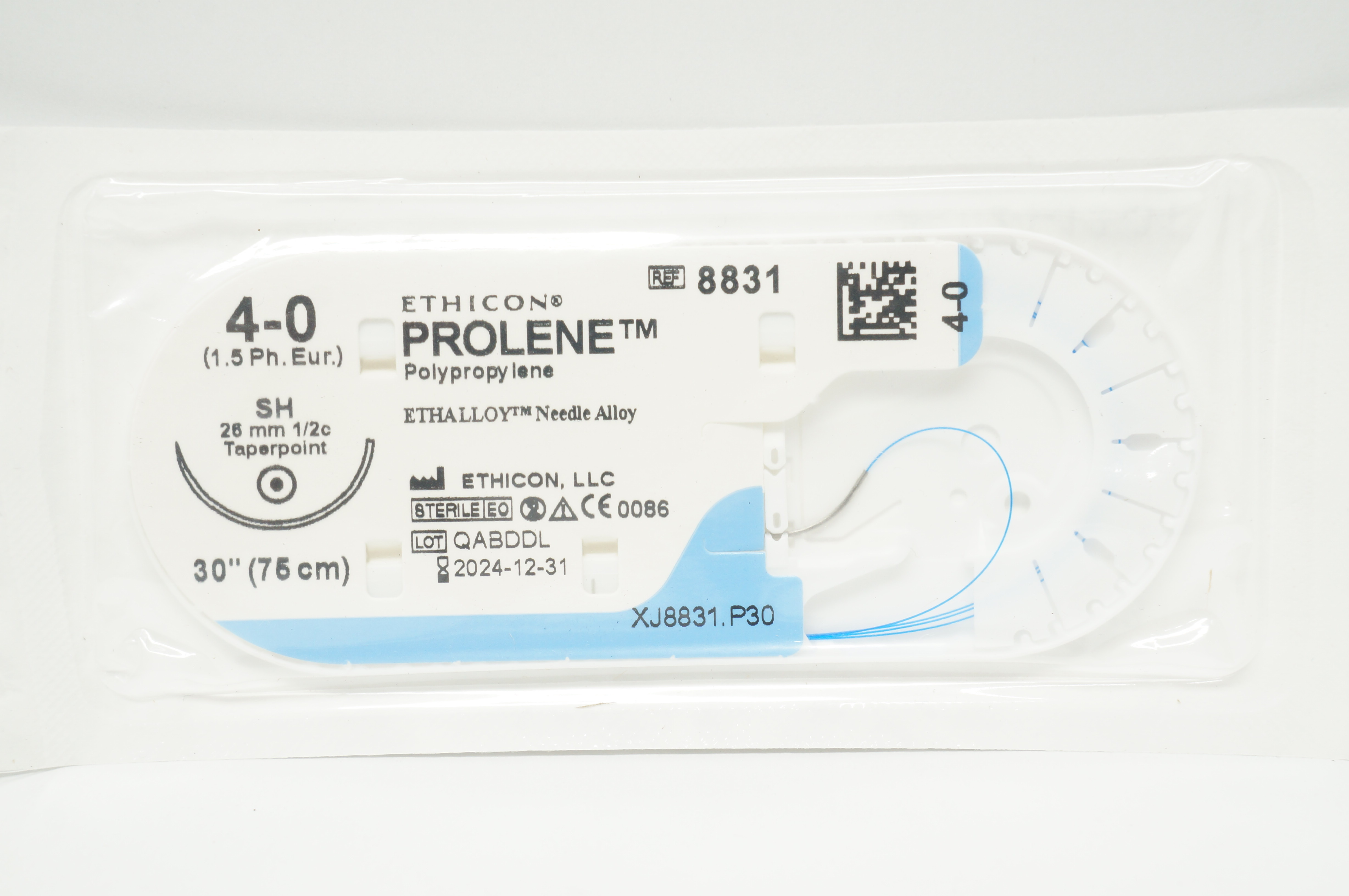 Ethicon 8831 4-0 Prolene Polypropylene Stre SH 26mm 1/2c Taperpoint, 30 inch