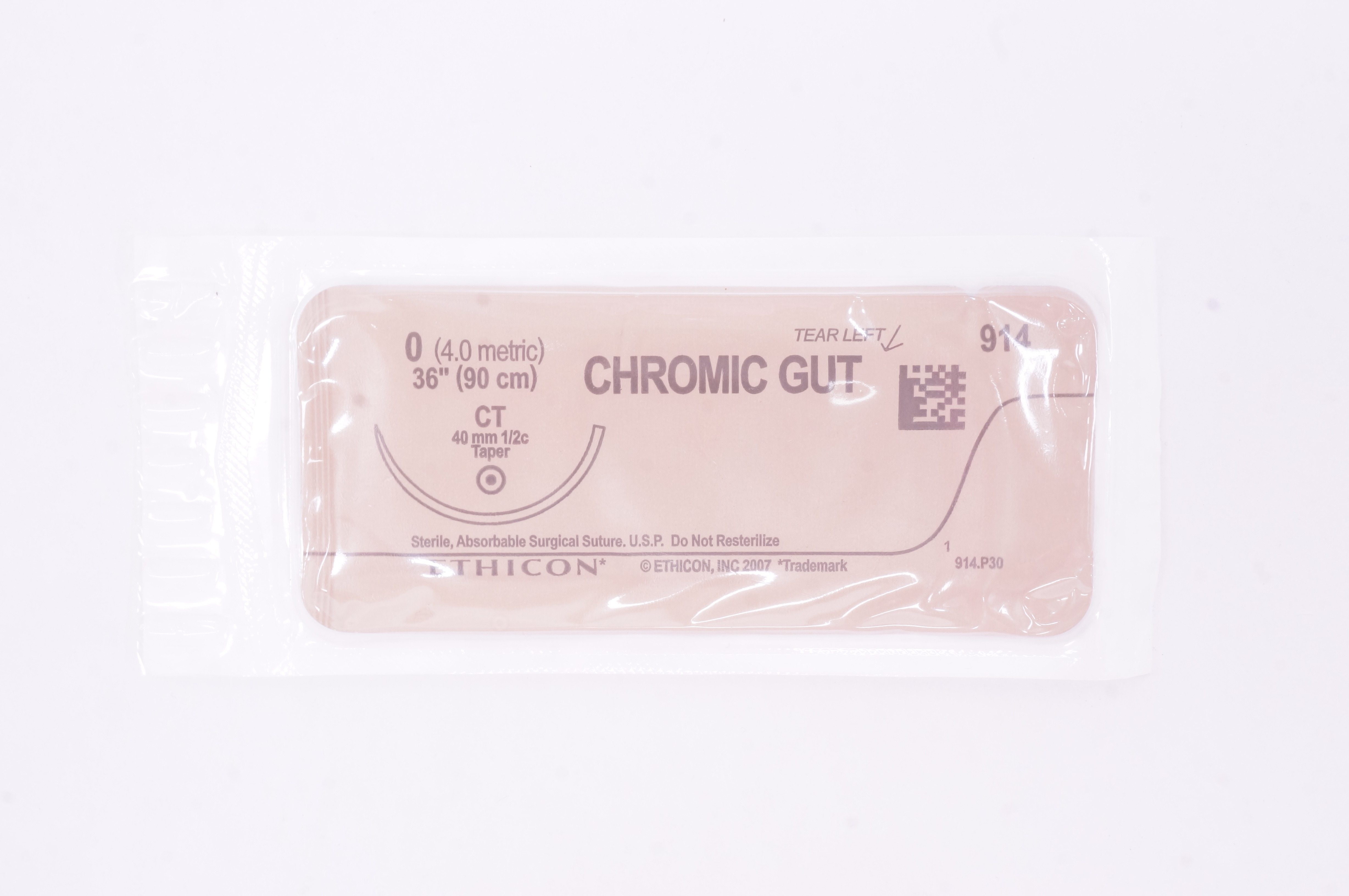 Ethicon 914 0 Chromic Gut CT 40mm 1/2 Taper, 36inch