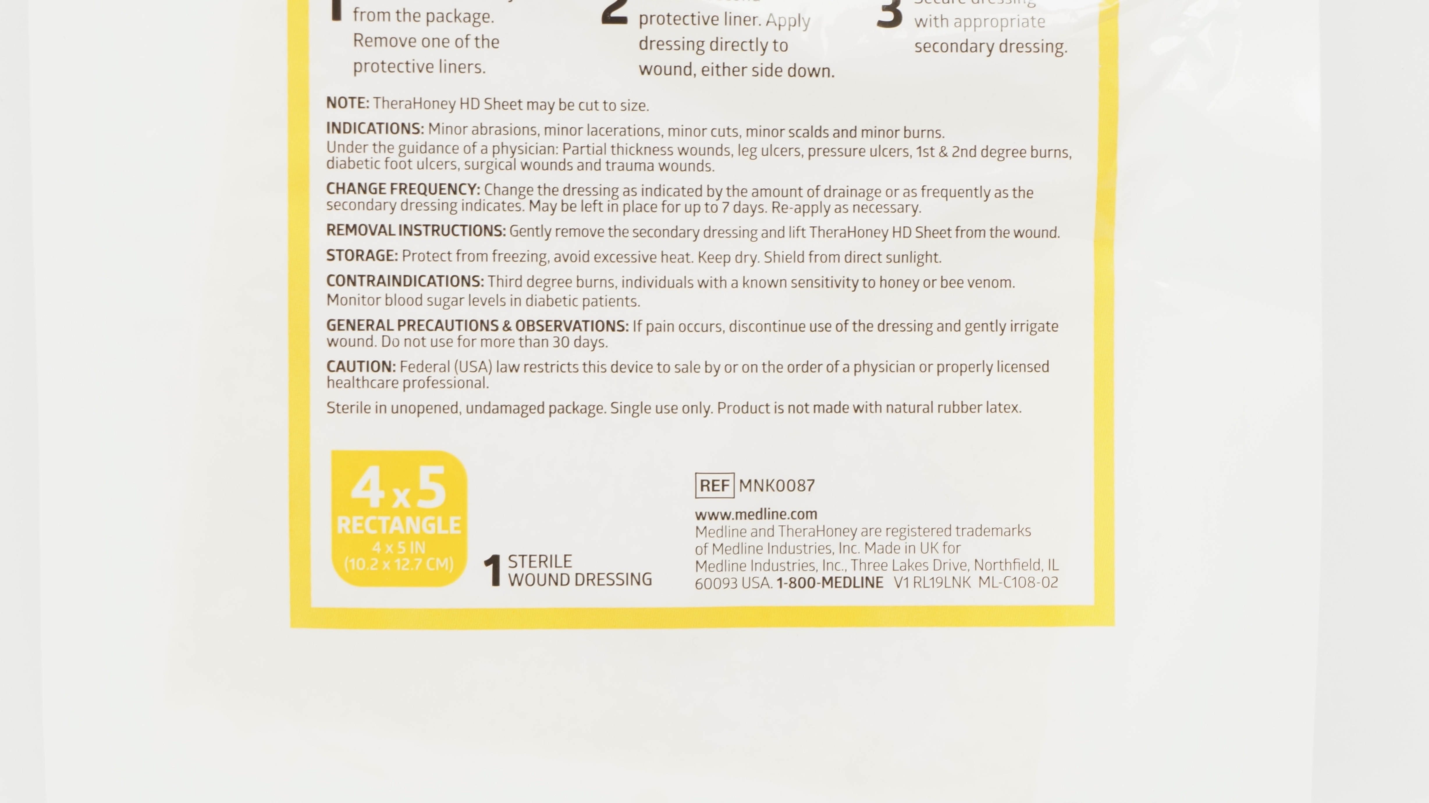 Medline MNK0087 Honey Impregnated Wound Dressing 4inch x 5inch (x)