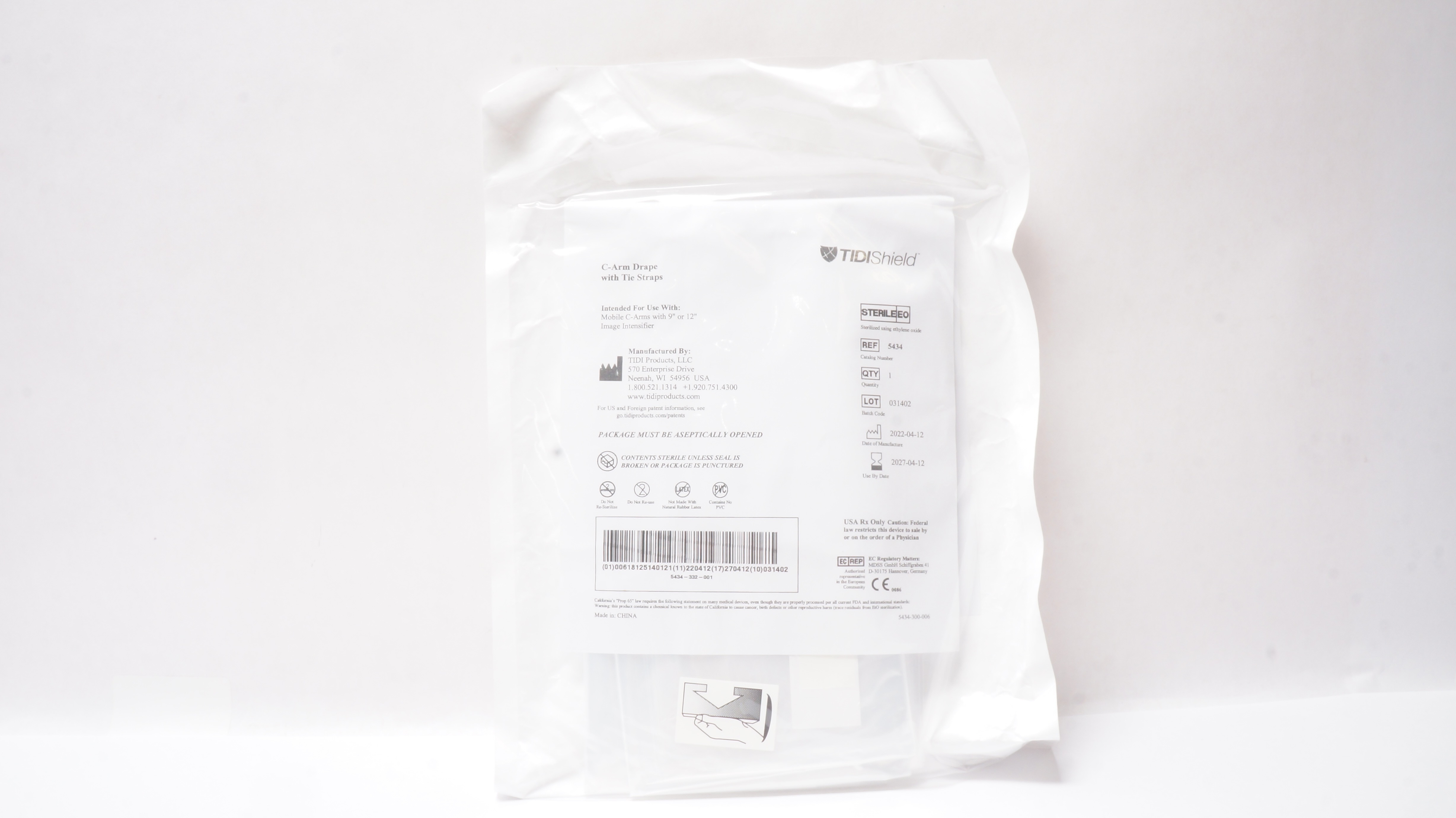 TIDI 5434 TIDIShield C-Arm Drape with Tie Straps