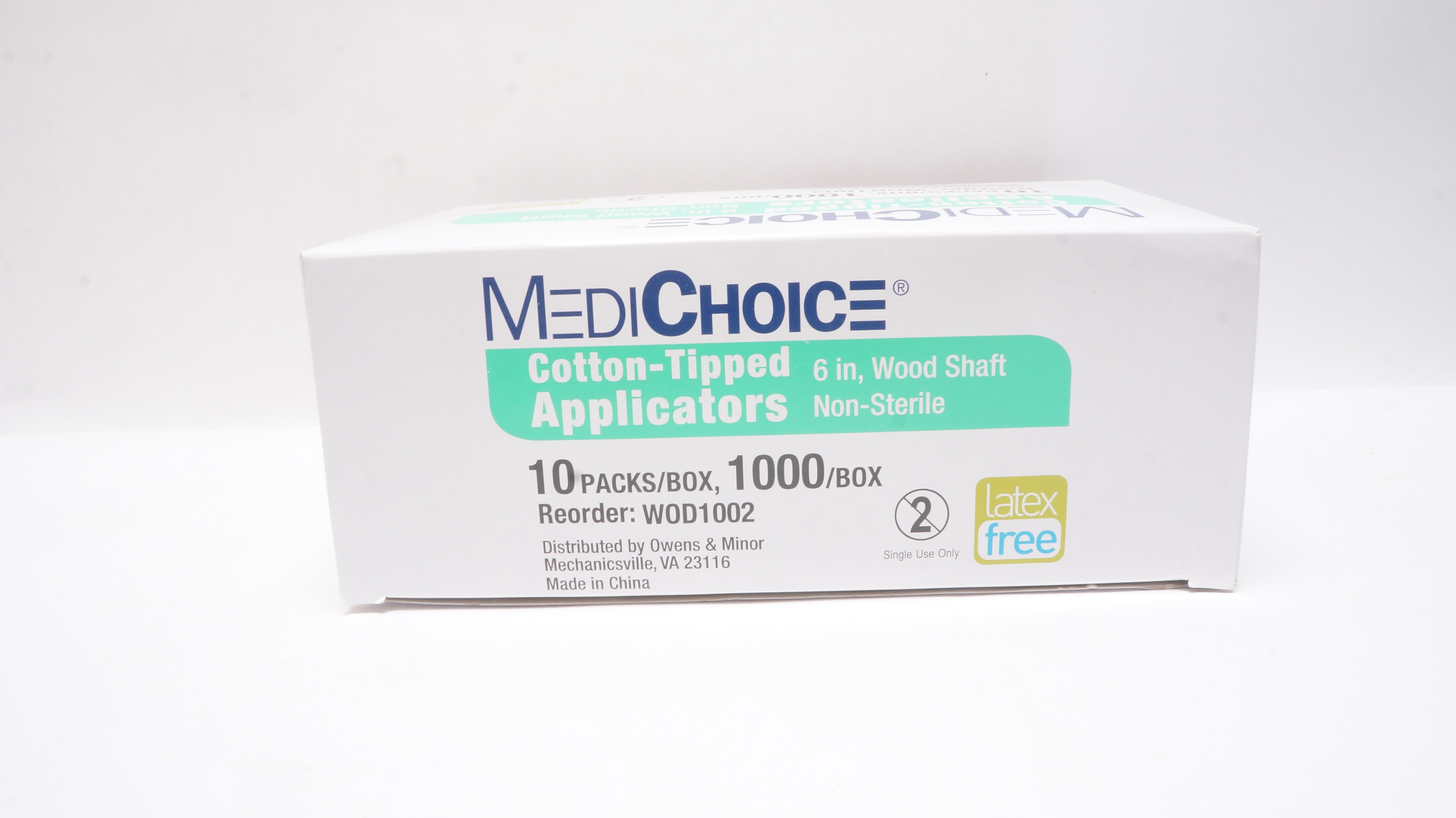 MediChoice W0D1002 Owens & Minor Cotton-Tipped Applicators 6In - Box of 10 Packs