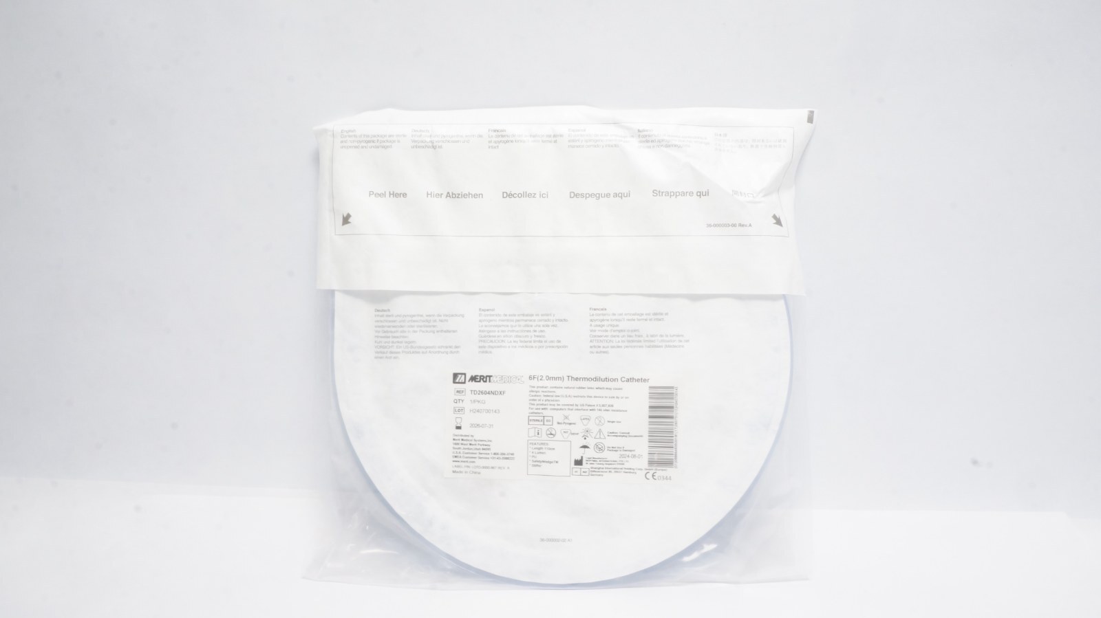 Merit Medical TD2604NDXF Thermodilution Catheter 6F 110cm