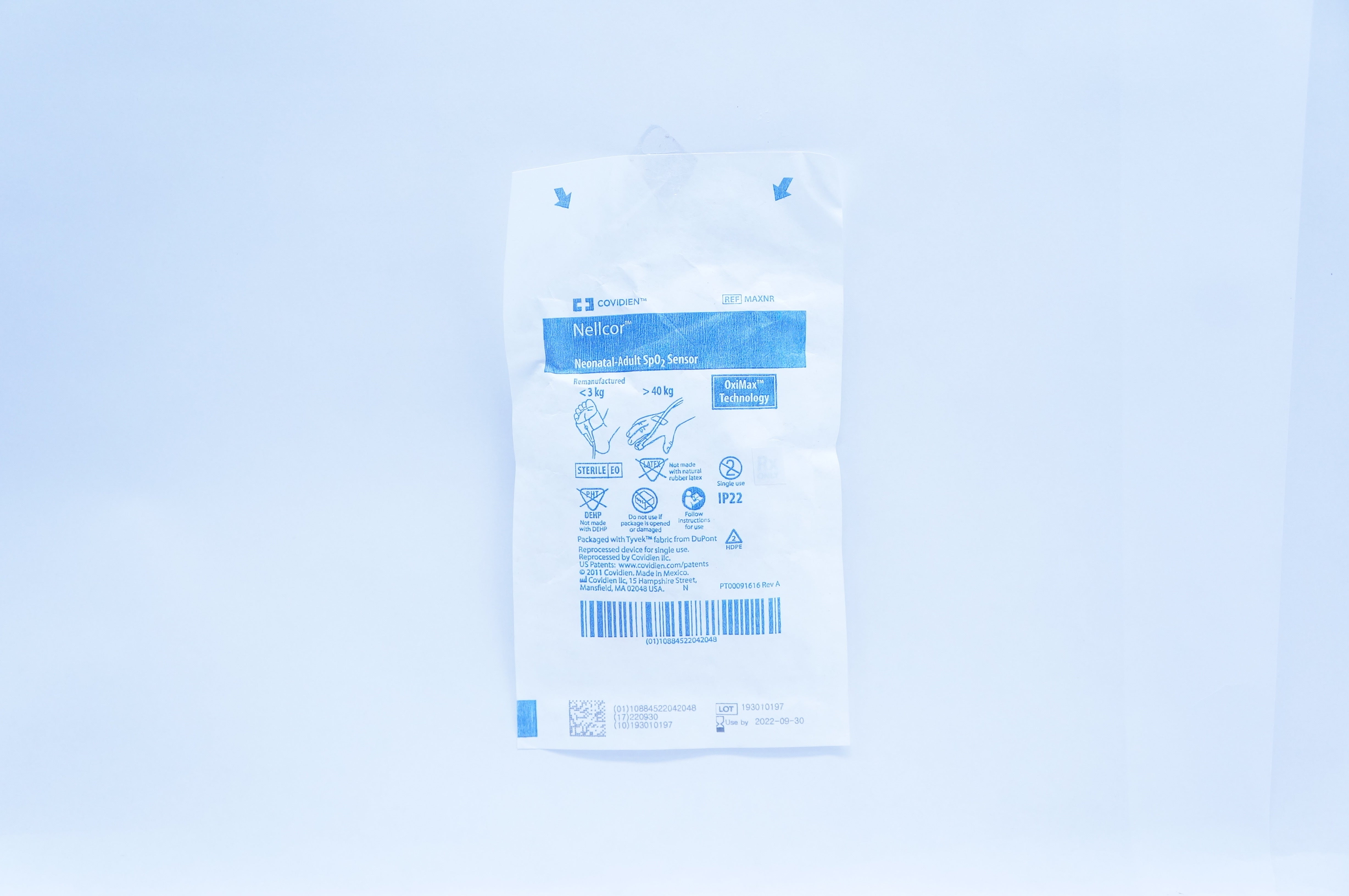 Covidien MAXNR Nellcor Neonatal-Adult SpO2 Sensor <3kg,  >40kg