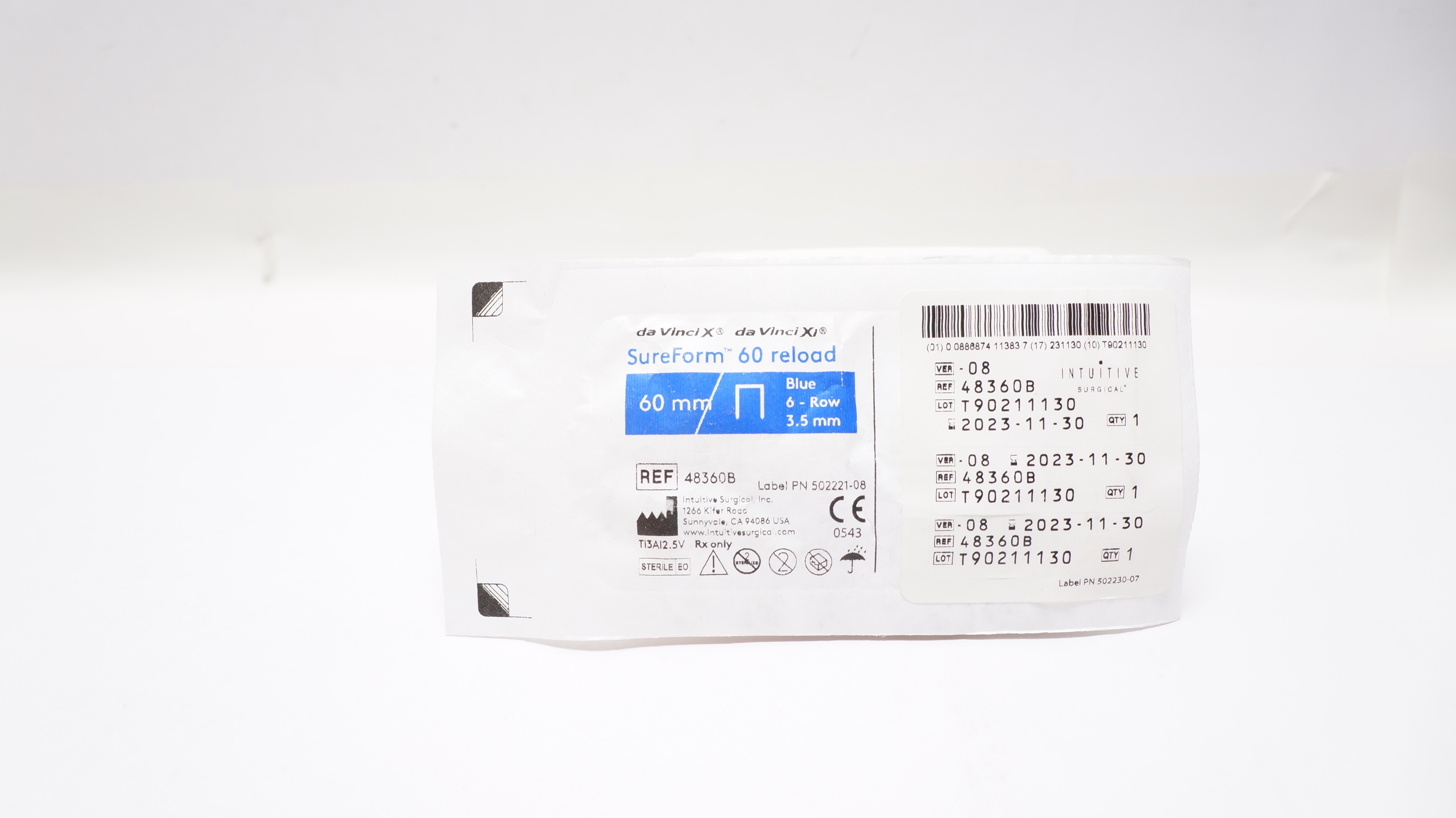 Intuitive 48360B da Vinci X da Vinci Xi SureForm 60mm Reload 6-Row Blue 3.5mm (x)