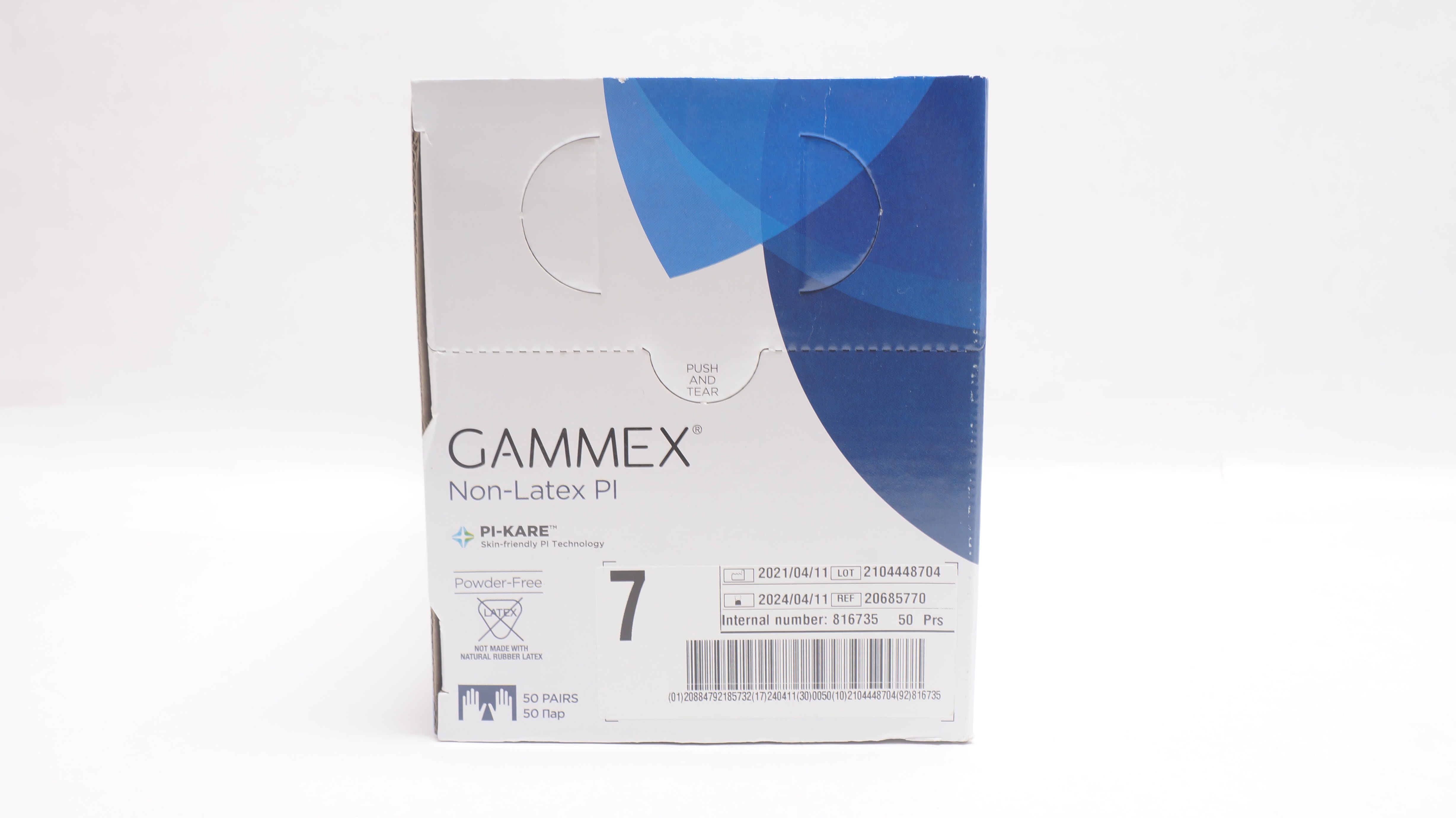 Ansell 20685770 Gammex Non-Latex PI Surgical Gloves Size 7 - Box of 50