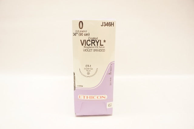 Ethicon J346H 0 Coated Vicryl CT-1 36mm 1/2c Taper, 36inch (x) - Box of 36